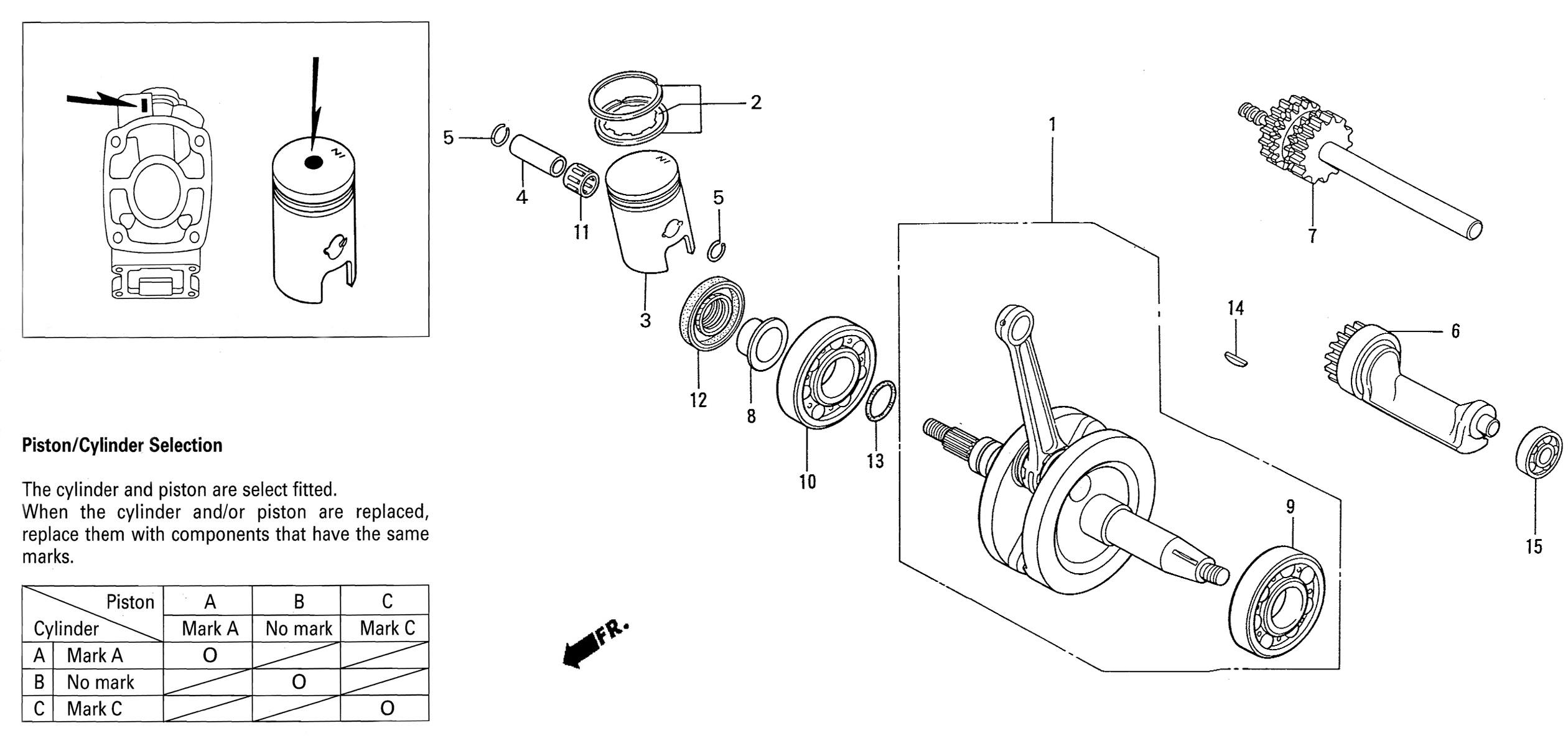 1997 Honda NS50R - E7 Crankshaft / Piston / Balancer