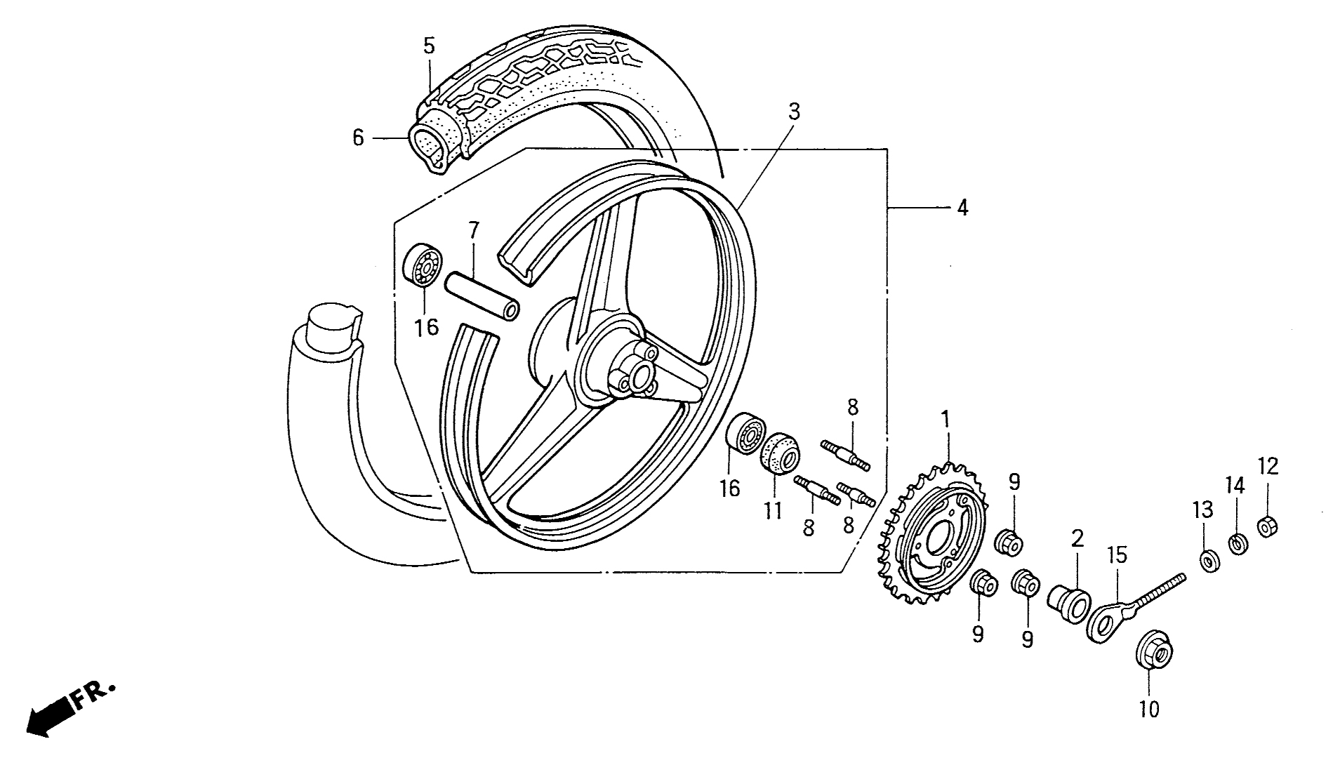 1997 Honda NS50R - F11 Rear Wheel