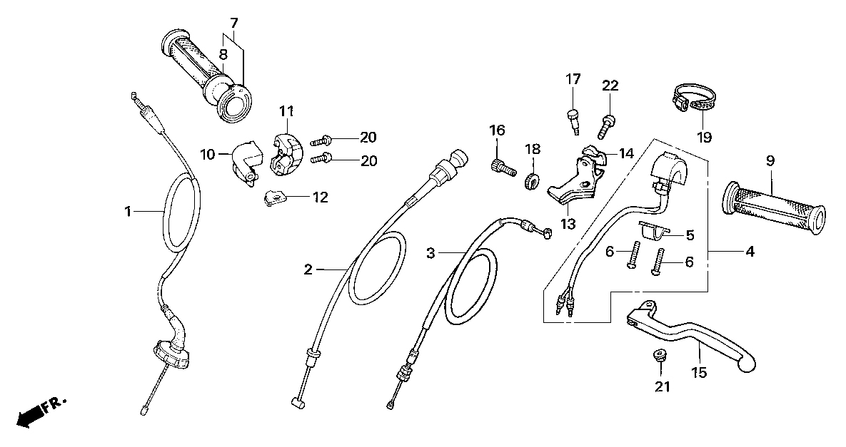 2006 Honda NSF100 Grips Throttle Cable Clutch Lever Cable Switch Parts Book Parts for Sale