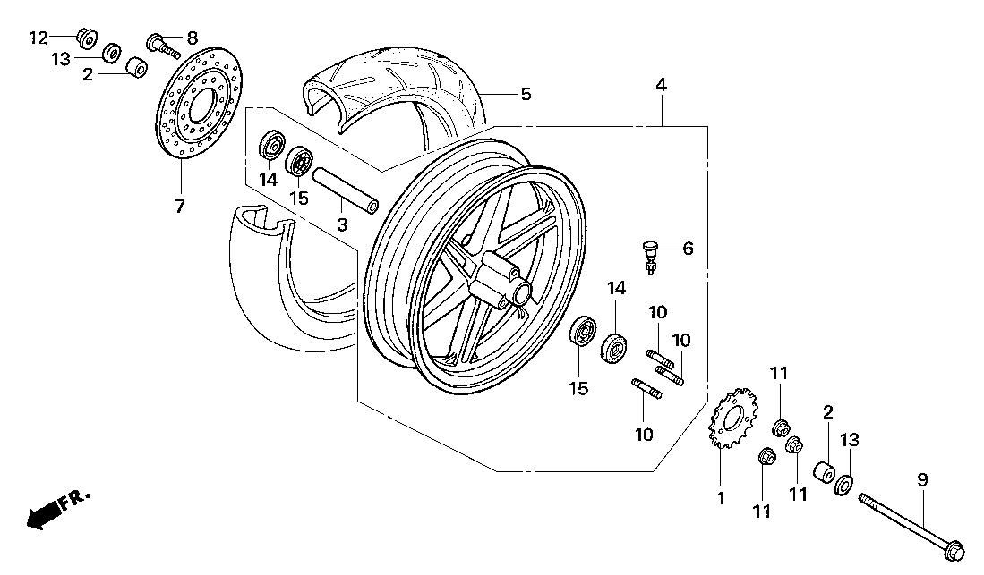 2006 Honda NSF100 Rear Axle Rear Sprocket Rear Wheel Rear Brake Disk Parts Book Parts for Sale