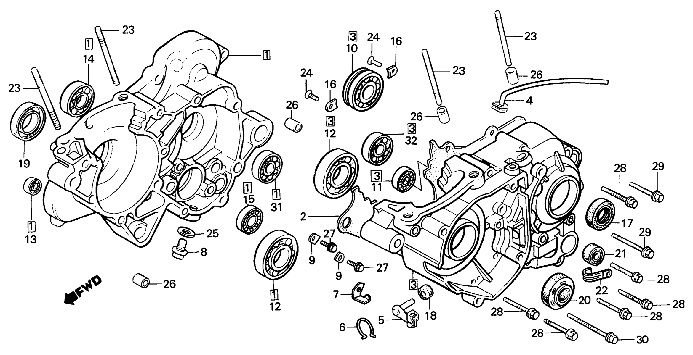 1985 Honda RS125R - E7 Crankcase / Reed Valve Image