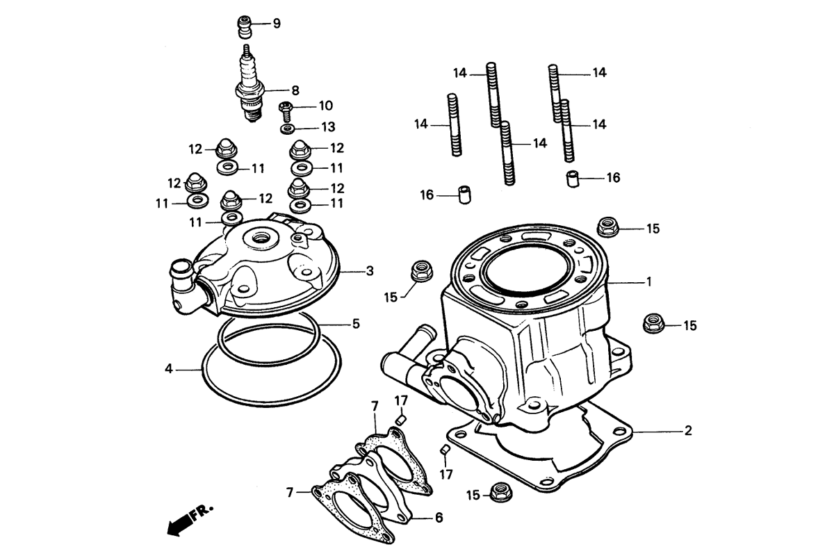 1990 Honda RS125R - E1 Cylinder / Cylinder Head Image