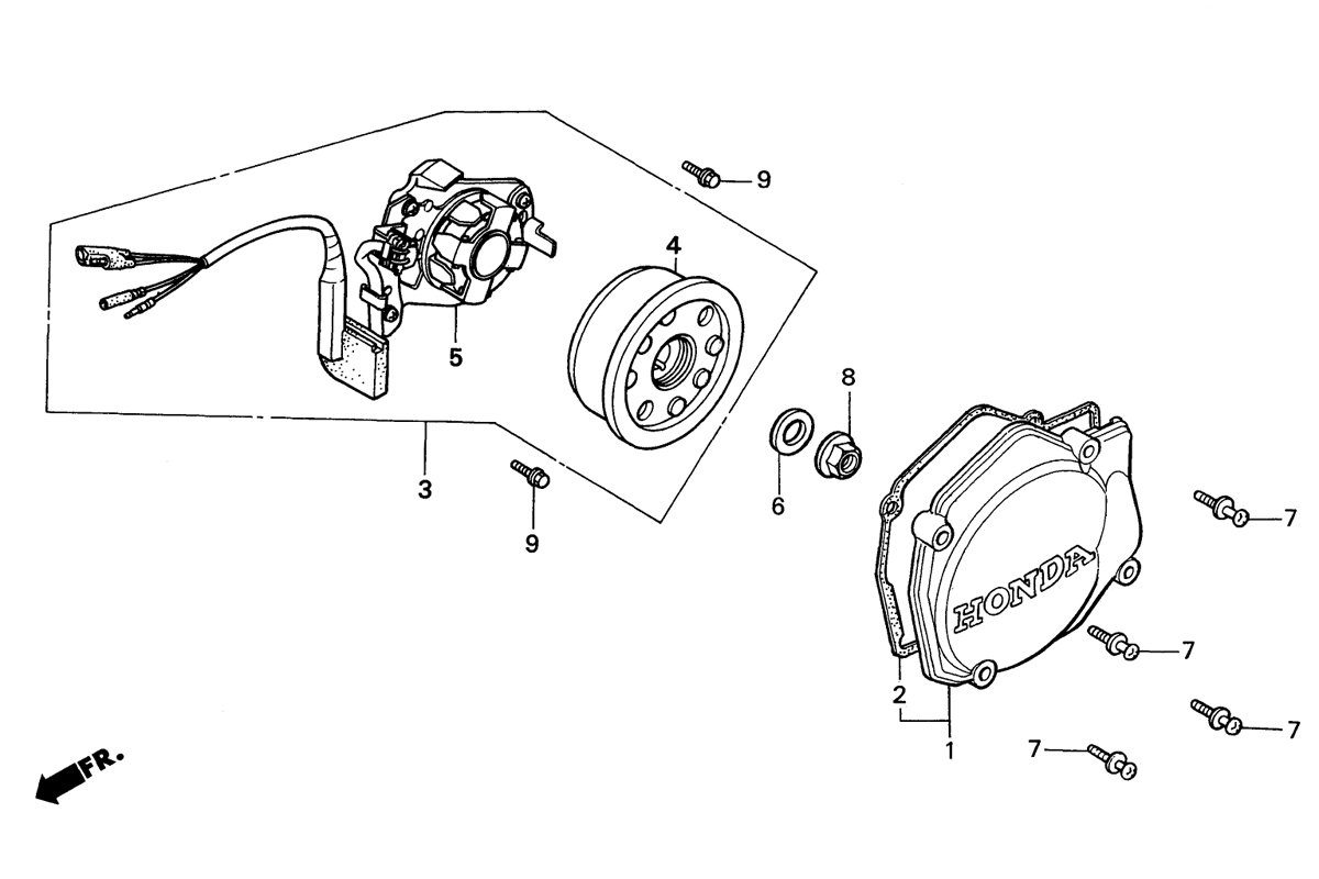 1990 Honda RS125R - E2 Left Crankcase Cover / A.C. Generator Image