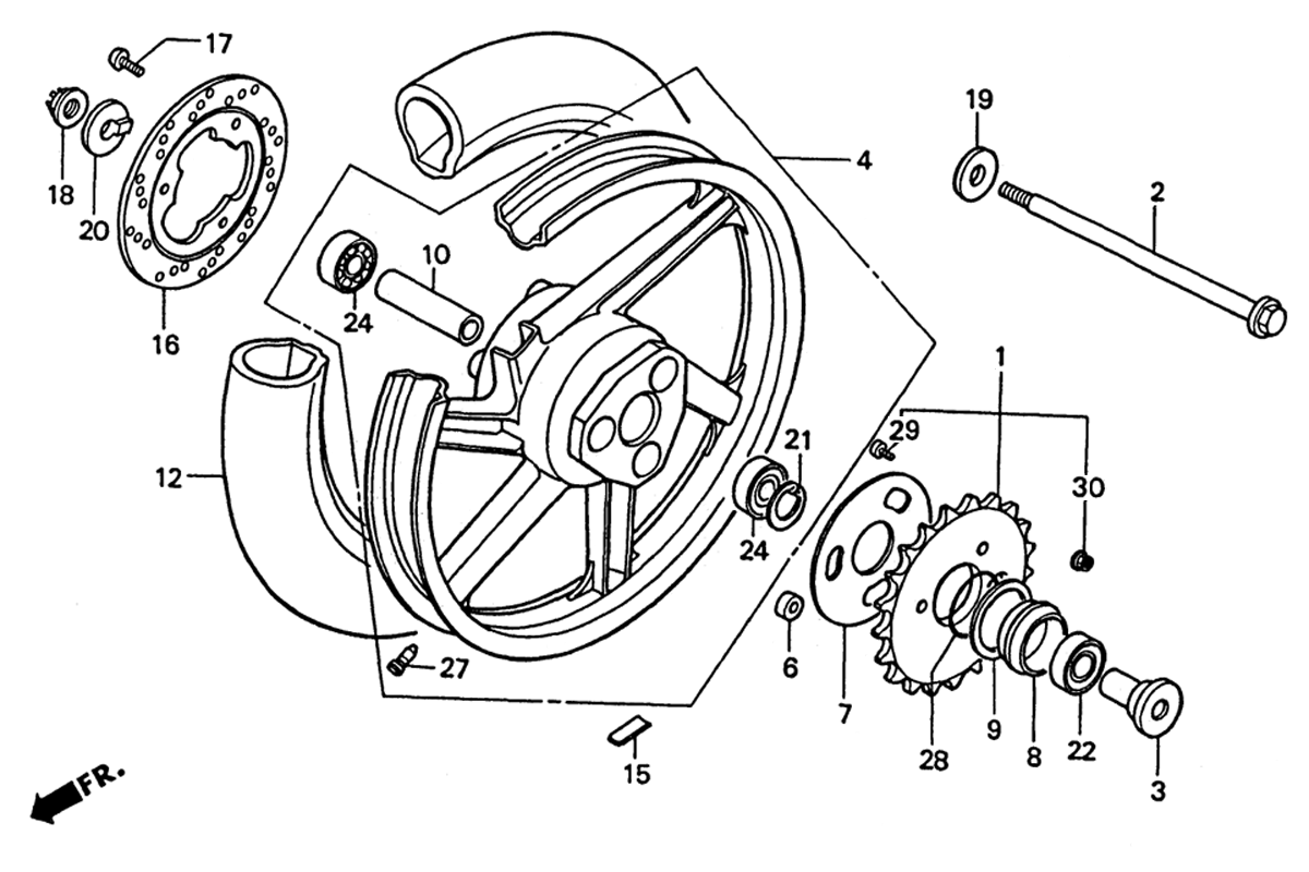 1990 Honda RS125R - F8 Rear Wheel Image