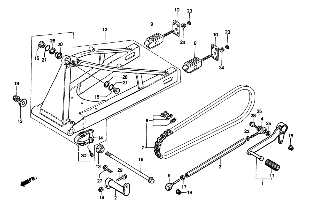 1990 Honda RS125R - F11 Swingarm / Gear Change Pedal Image