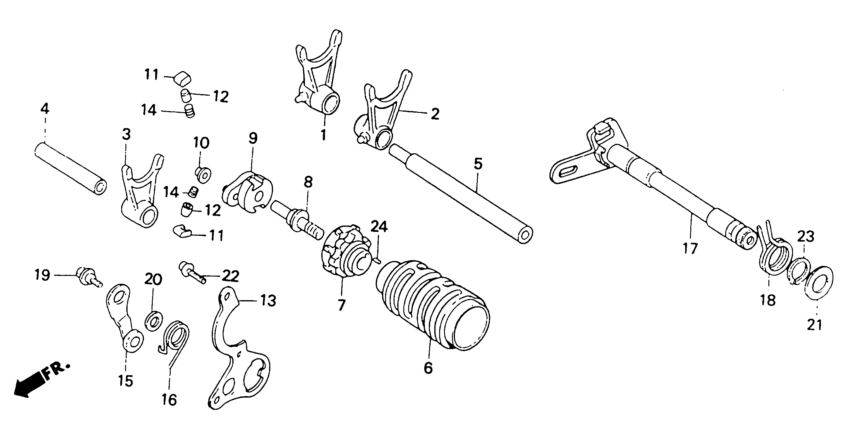 1991 Honda RS125R - E9 Gear Shift Drum / Shift Forks Image