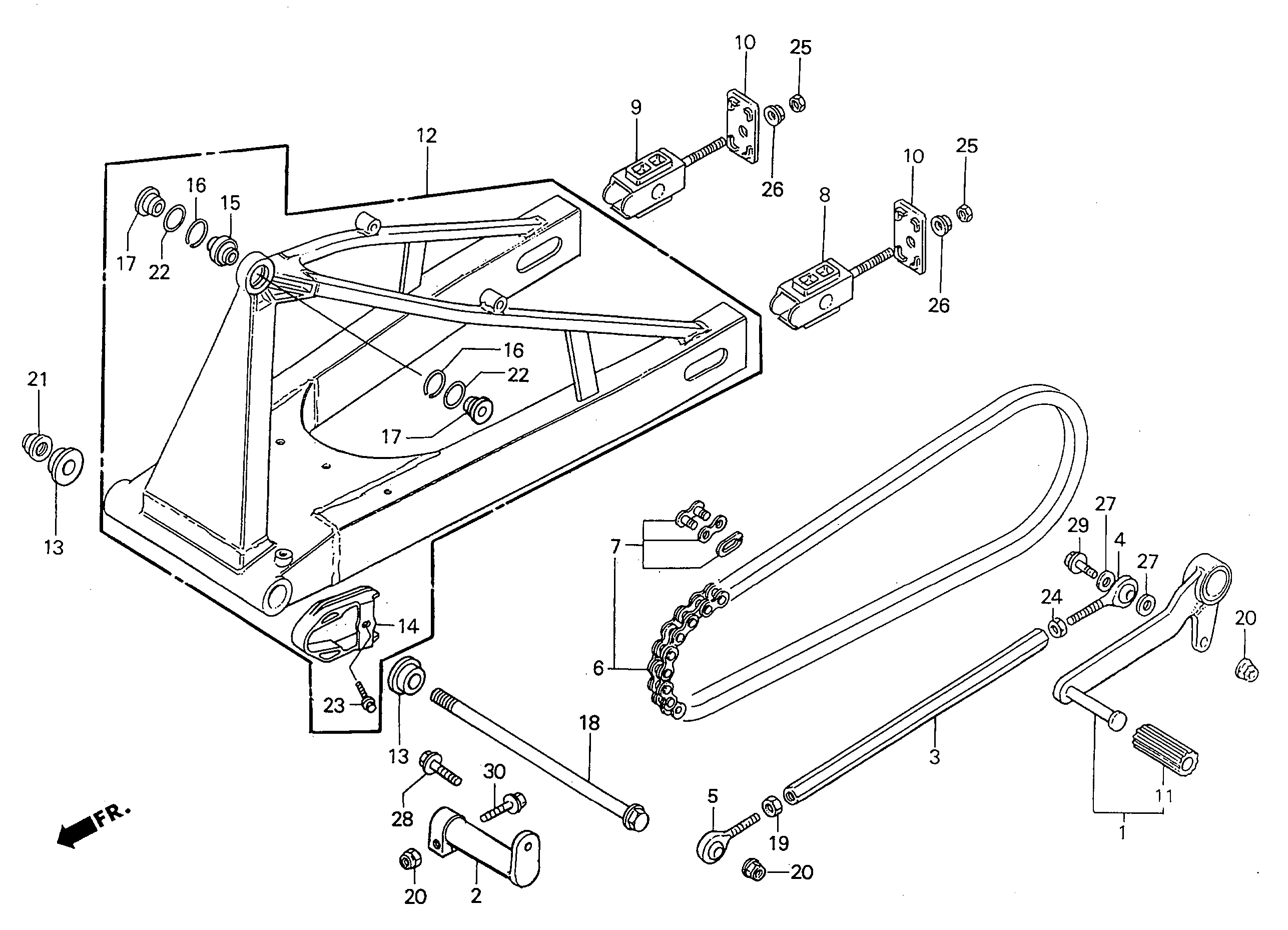 1991 Honda RS125R - F11 Swingarm / Gear Change Pedal Image