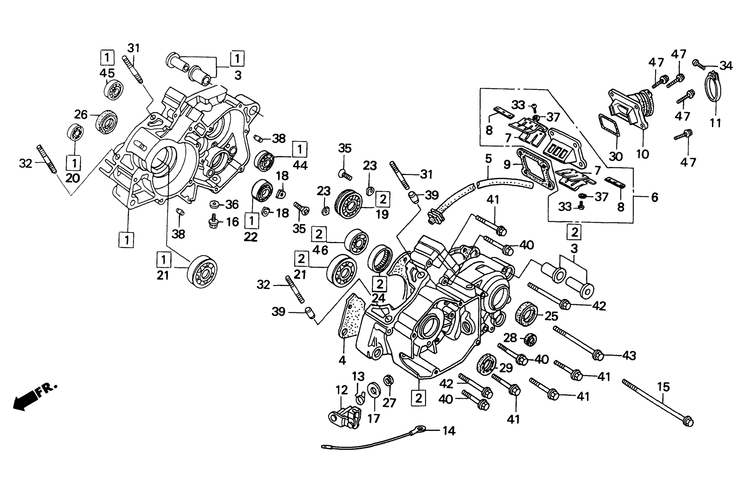 1992 Honda RS125R - E6 Crankcase / Reed Valve Crankcase Image
