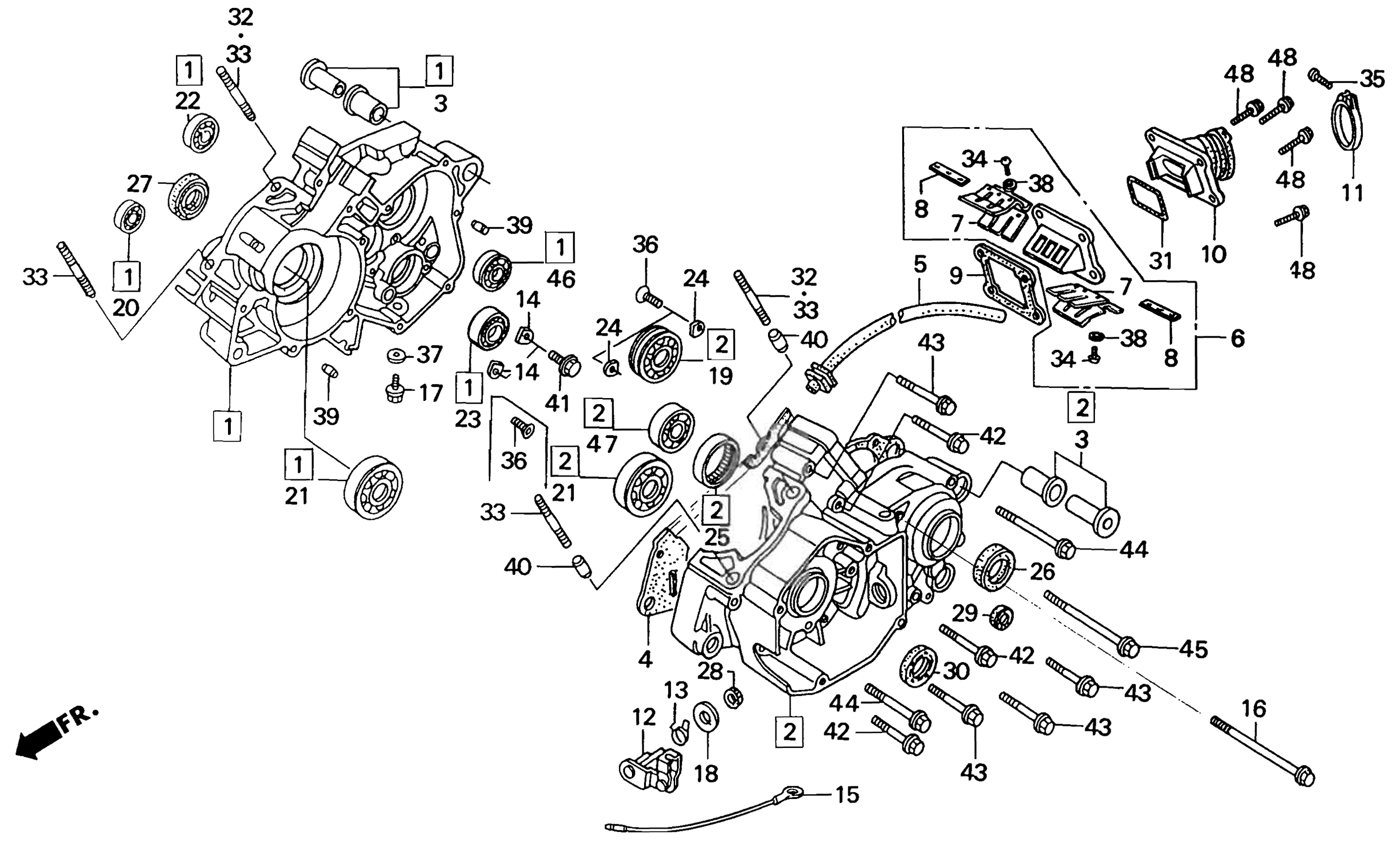 1993 Honda RS125R - E6 Crankcase / Reed Valve Crankcase Image