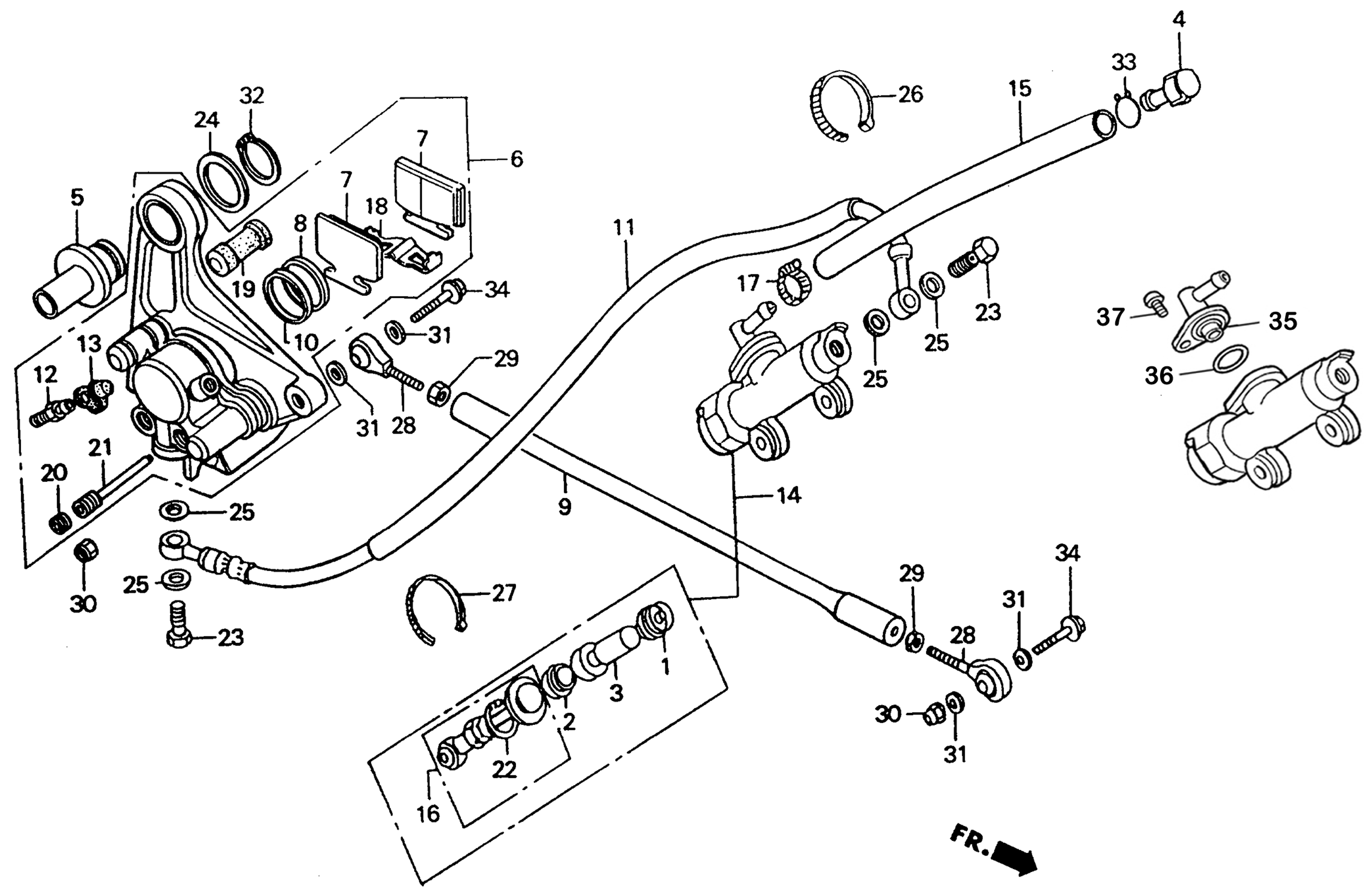 1994 Honda RS125R - F9 Rear Brake Caliper / Master Cylinder Image