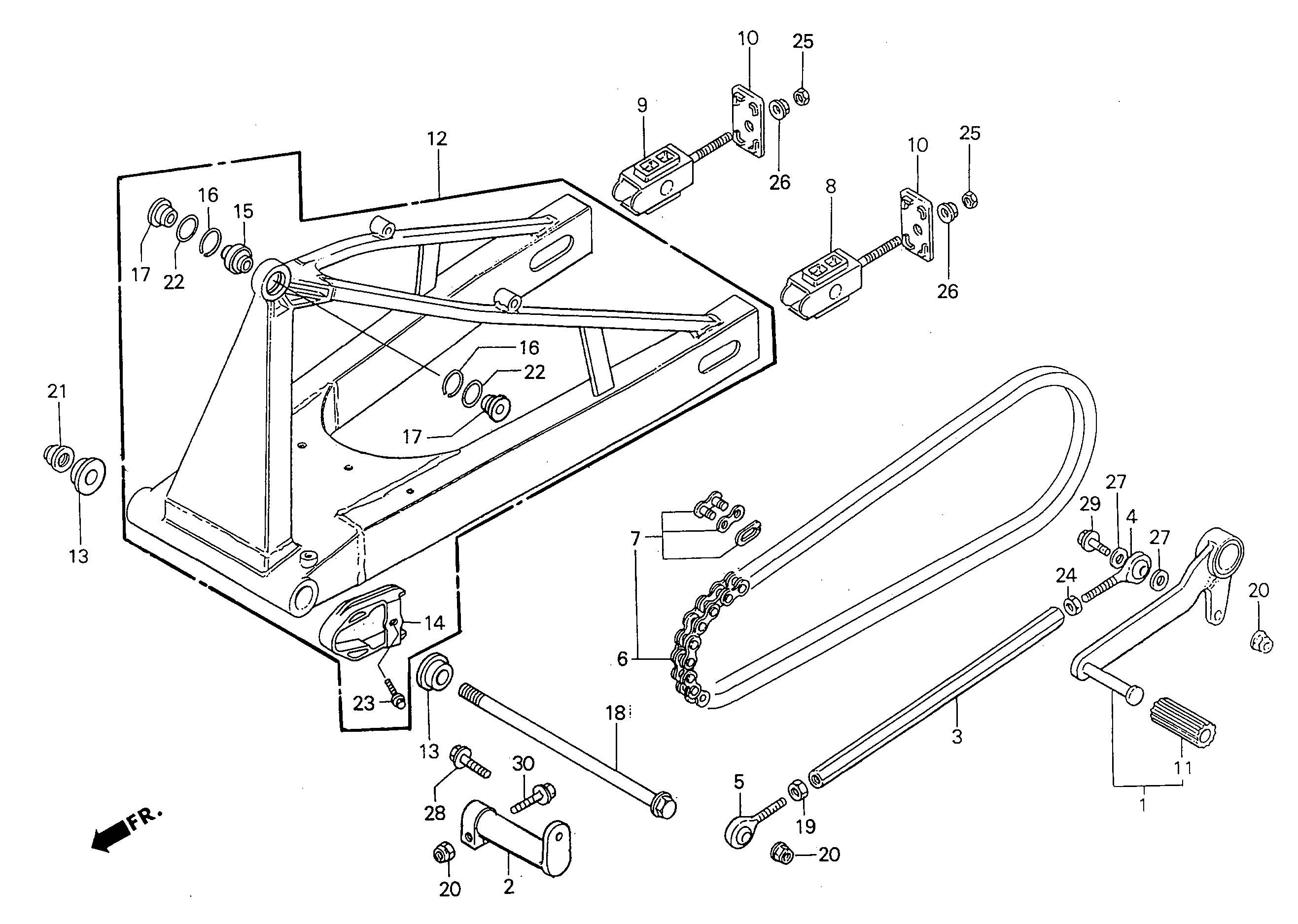 1994 Honda RS125R - F11 Swingarm / Gear Change Pedal Image