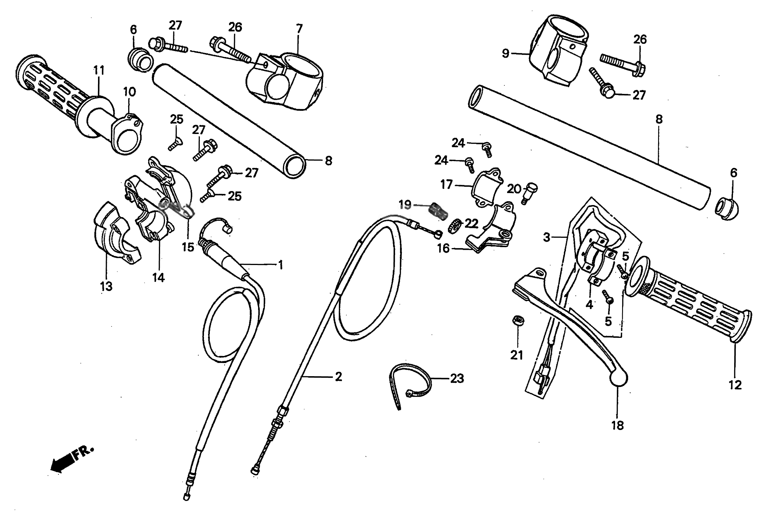 1995 Honda RS125R - F2 Handlebar / Cable / Switch / Clutch Lever Image
