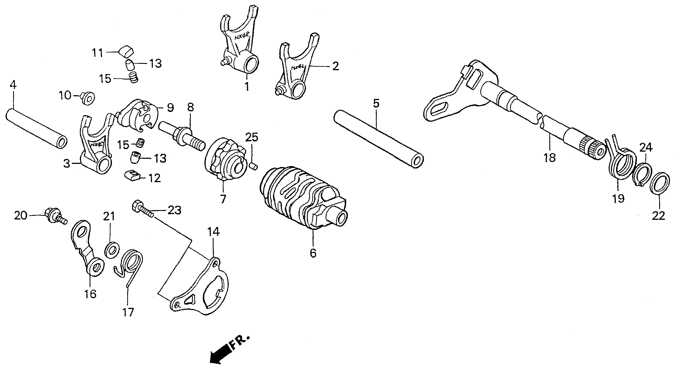 1997 Honda RS125R - E9 Gear Shift Drum / Shift Fork Image