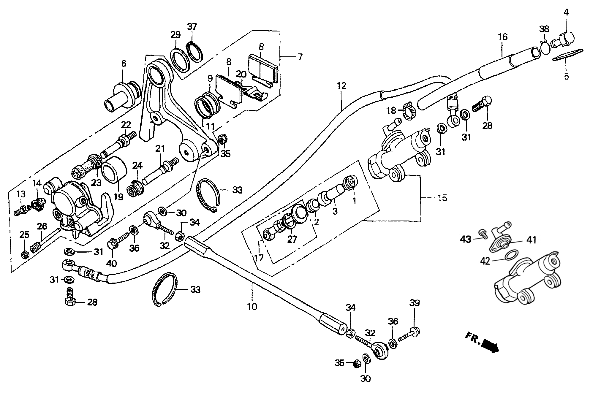 2000 Honda RS125R - F7 Rear Brake Caliper / Master Cylinder Image
