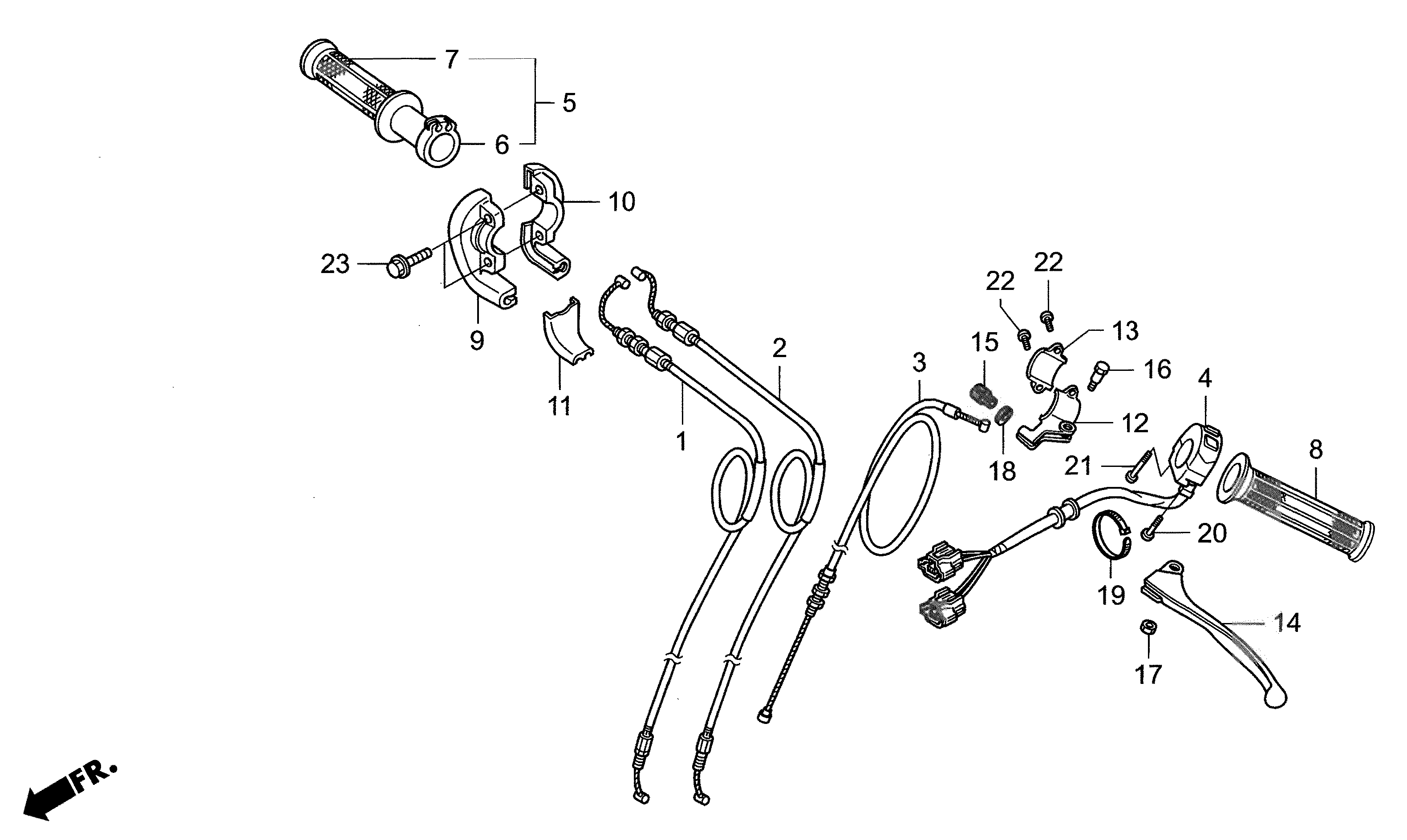 Technical Sports One, LLC 2012 Honda NSF250 Handle Lever / Switch / Cable Image