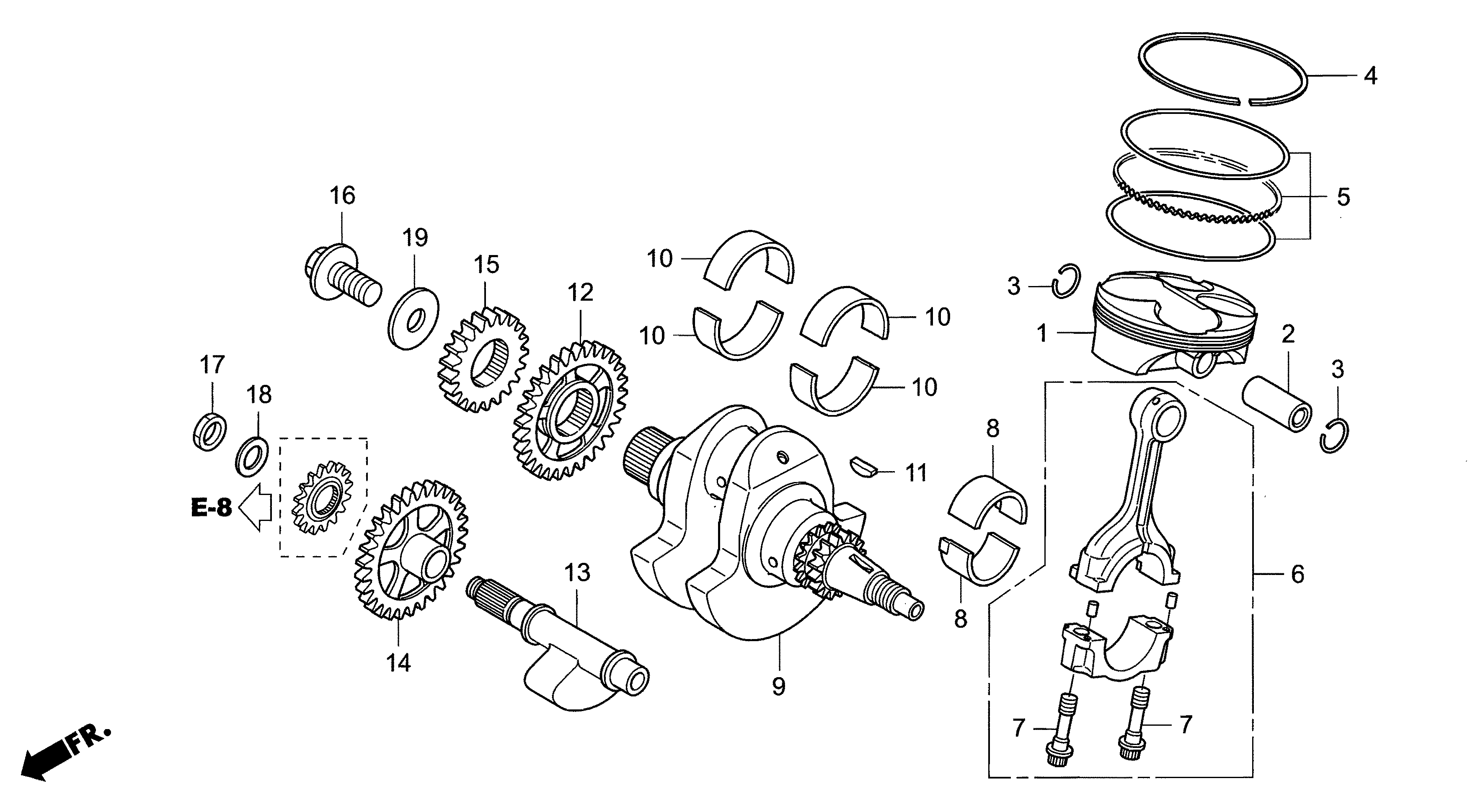 Technical Sports One, LLC 2018 Honda NSF250 Crankshaft / Piston Image
