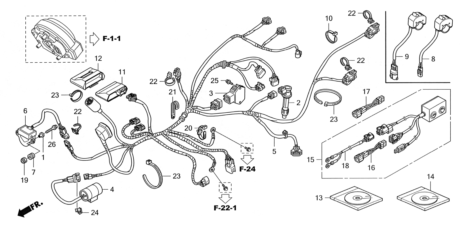 Technical Sports One, LLC 2018 Honda NSF250 Wire Harness Image