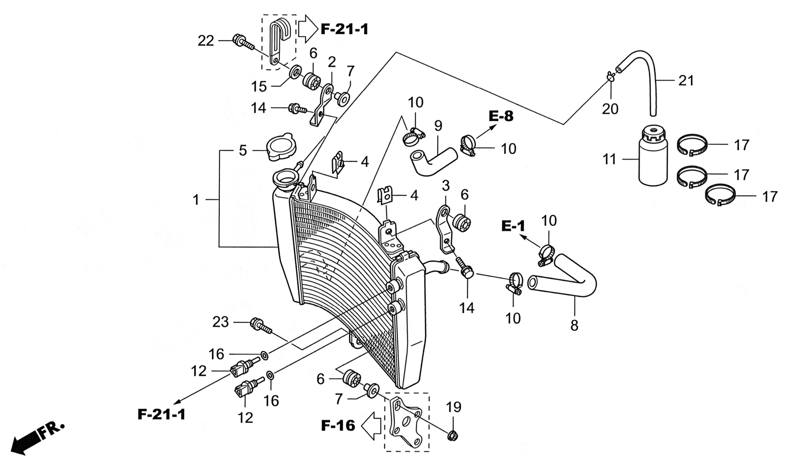 Technical Sports One, LLC 2018 Honda NSF250 Radiator / Radiator Hose Image