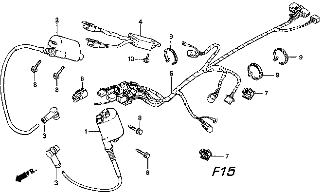 Ignition Coil / Regulator Rectifier / Wire Harness Parts for a 1996 Honda RS250 Technical Sports One, LLC