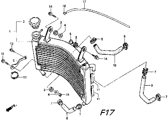 Radiator / Radiator Hose Parts for a 1996 Honda RS250 Technical Sports One, LLC