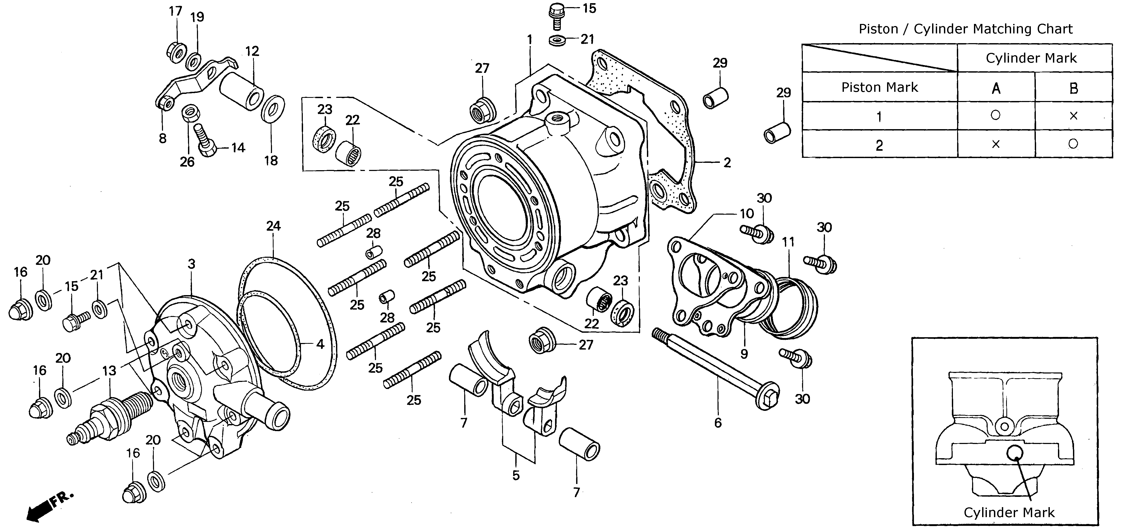 Front Cylinder / Front Cylinder Head Parts for a 1997 Honda RS250 Technical Sports One, LLC