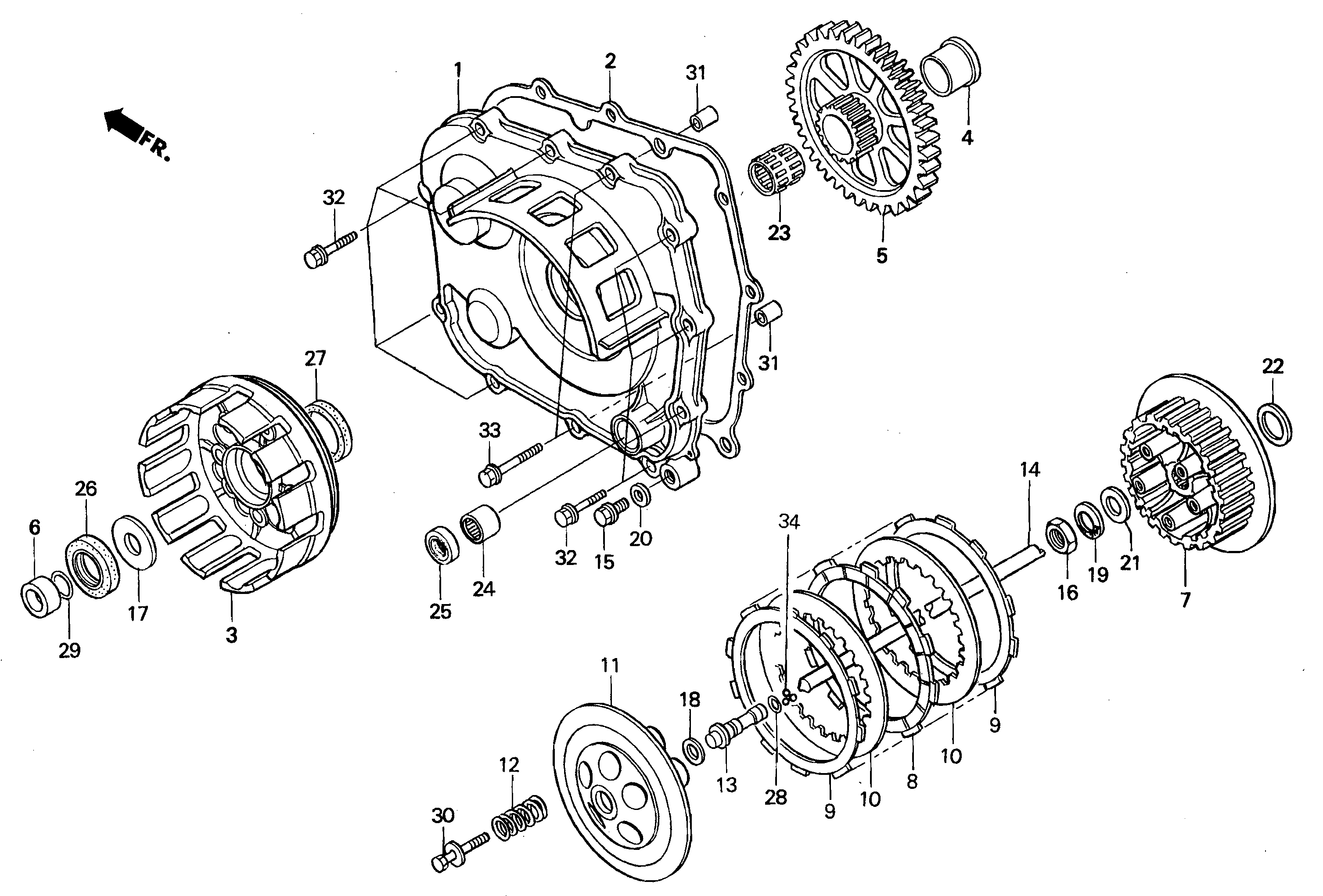 Left Crankcase Cover / Clutch Parts for a 1997 Honda RS250 Technical Sports One, LLC