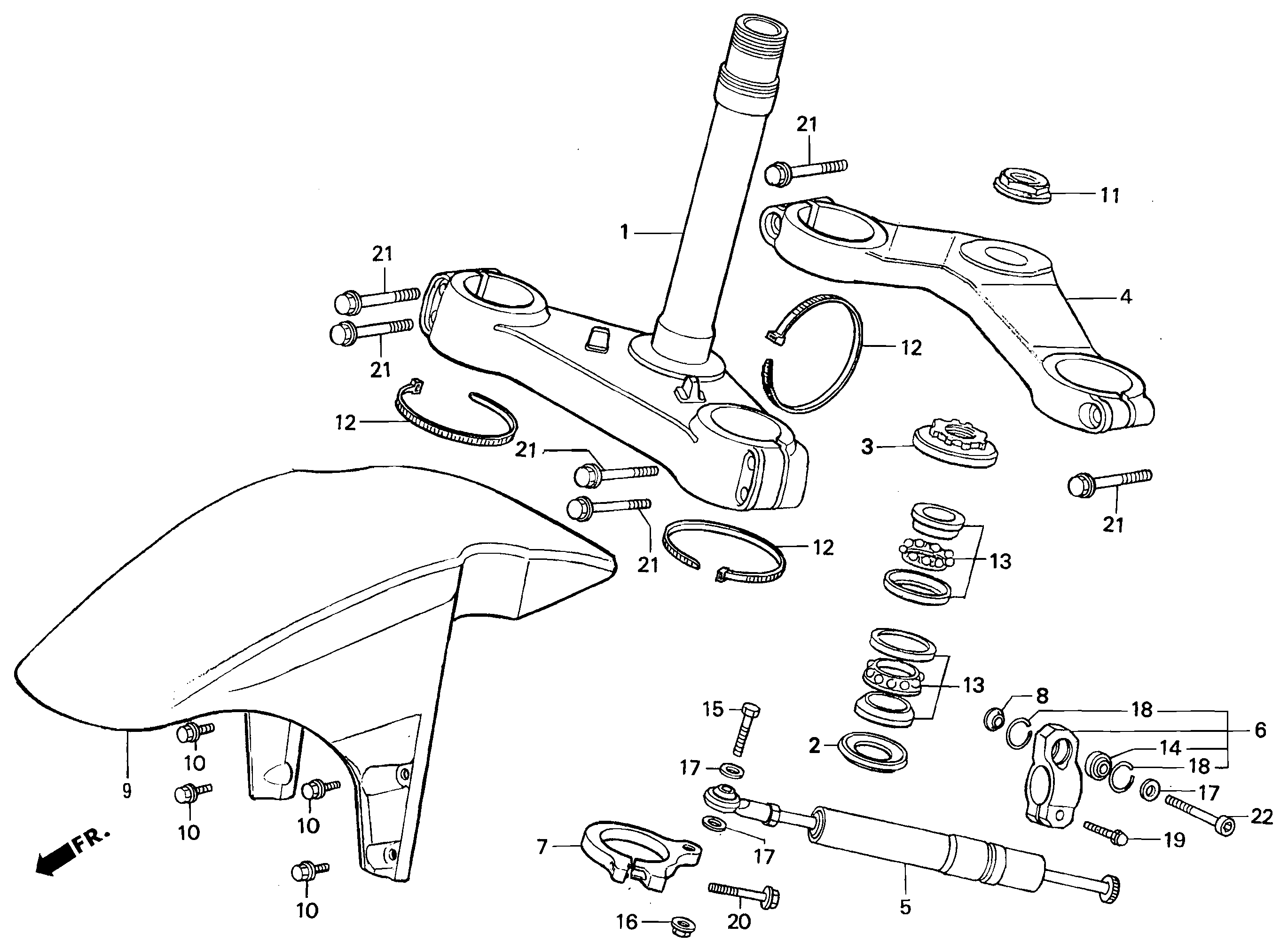 Steering Stem / Steering Damper / Front Fender for a 1998 Honda RS250 Technical Sports One, LLC