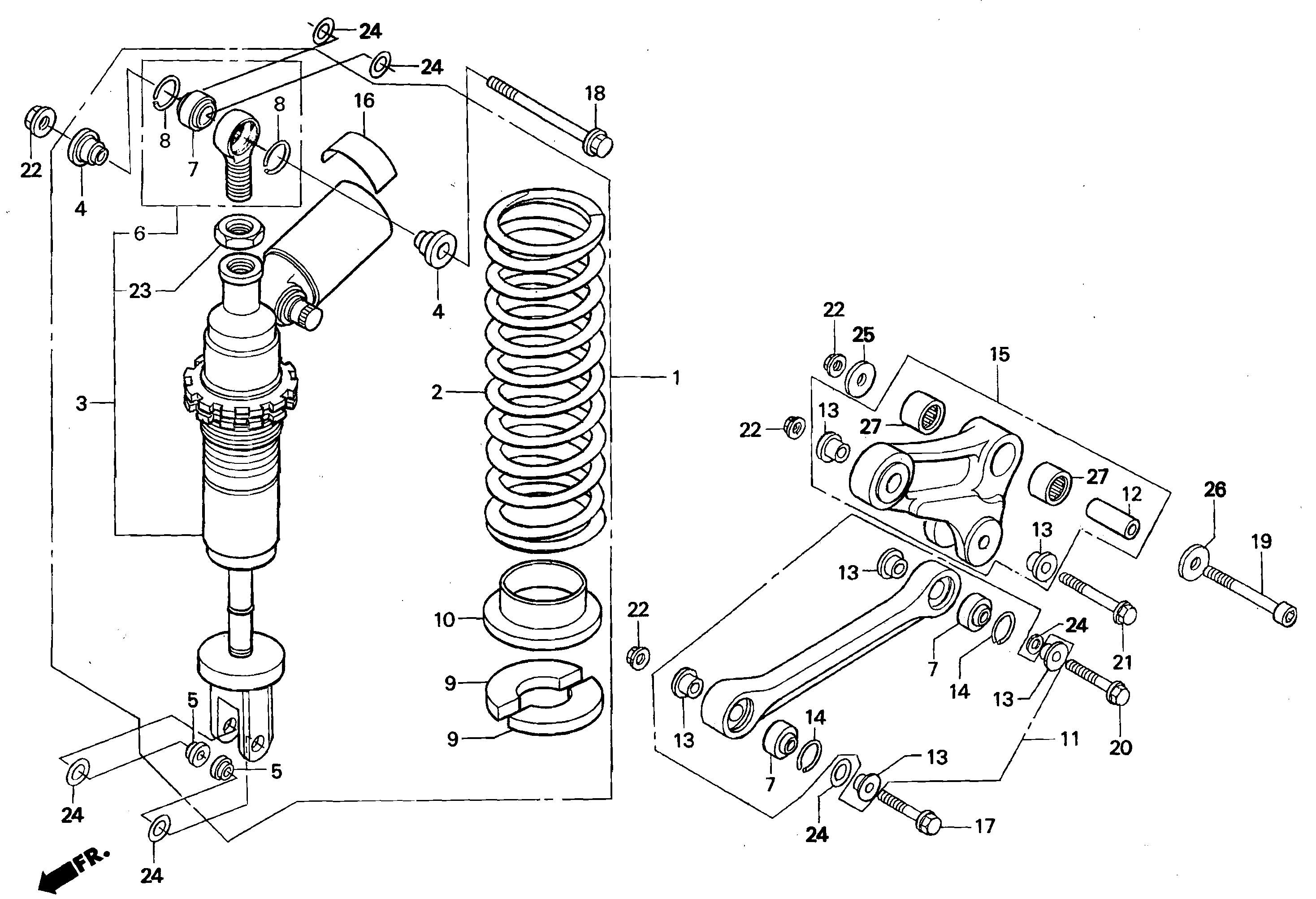 Rear Shock Absorber Parts for a 1998 Honda RS250 Technical Sports One, LLC