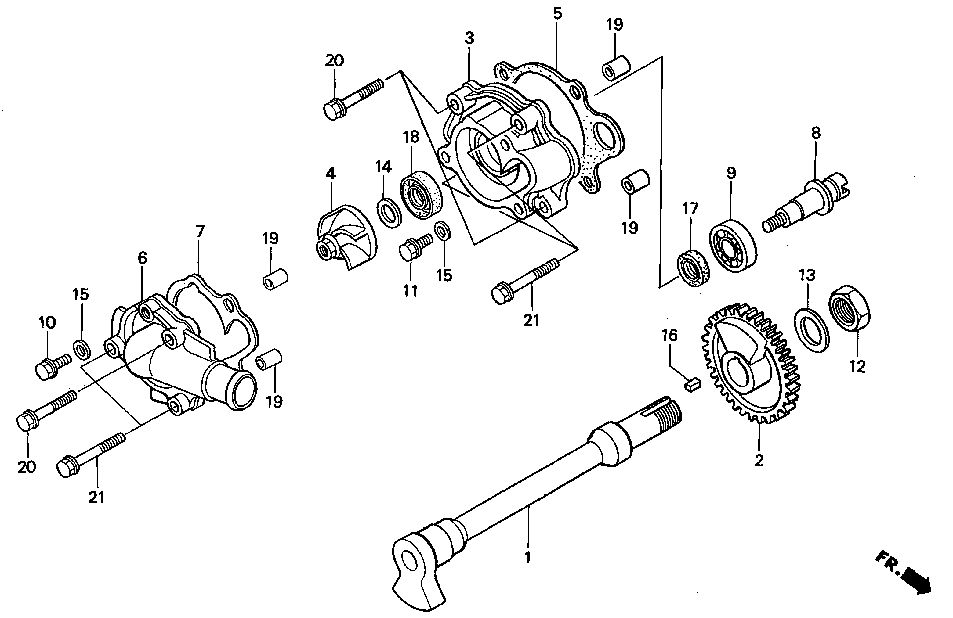 Water Pump / Balancer Shaft parts for a 1999 Honda RS250 Technical Sports One, LLC
