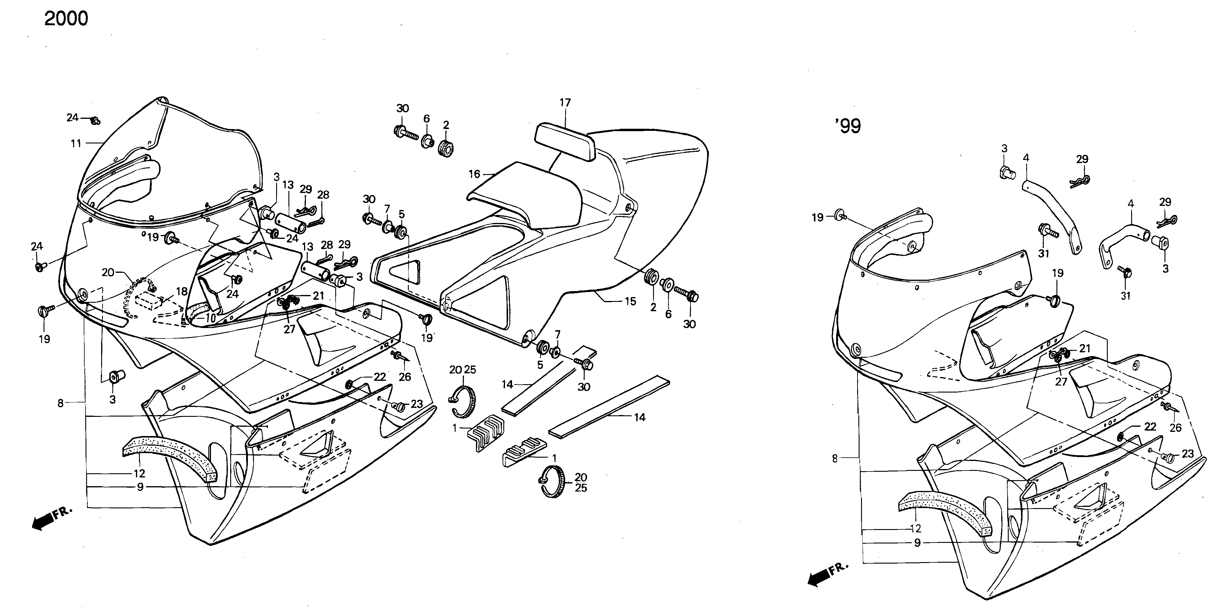 Cowl / Fairing Parts for a 2000 Honda RS250 Technical Sports One, LLC