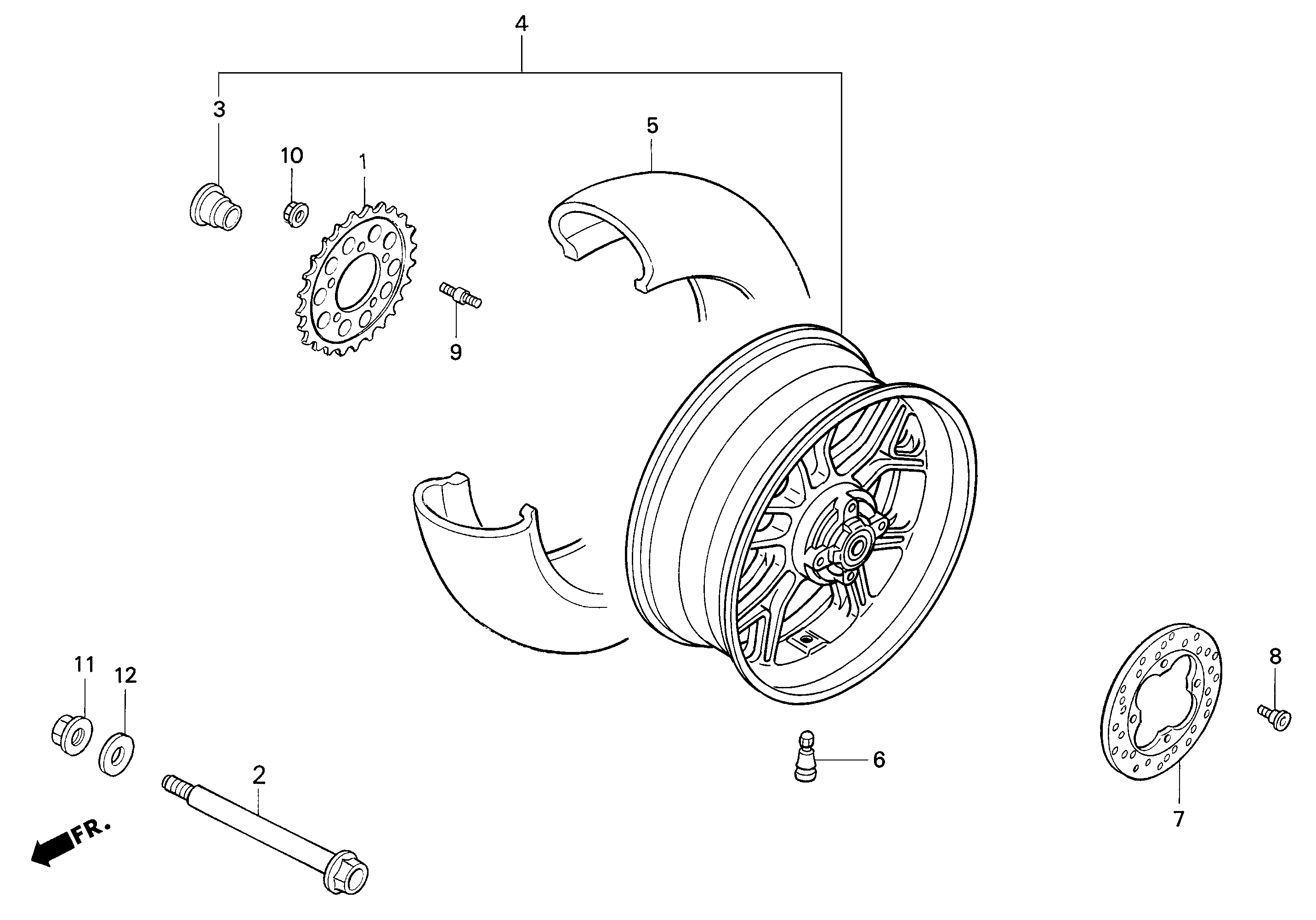 Rear Wheel Parts for a 2001 Honda RS250 Technical Sports One, LLC