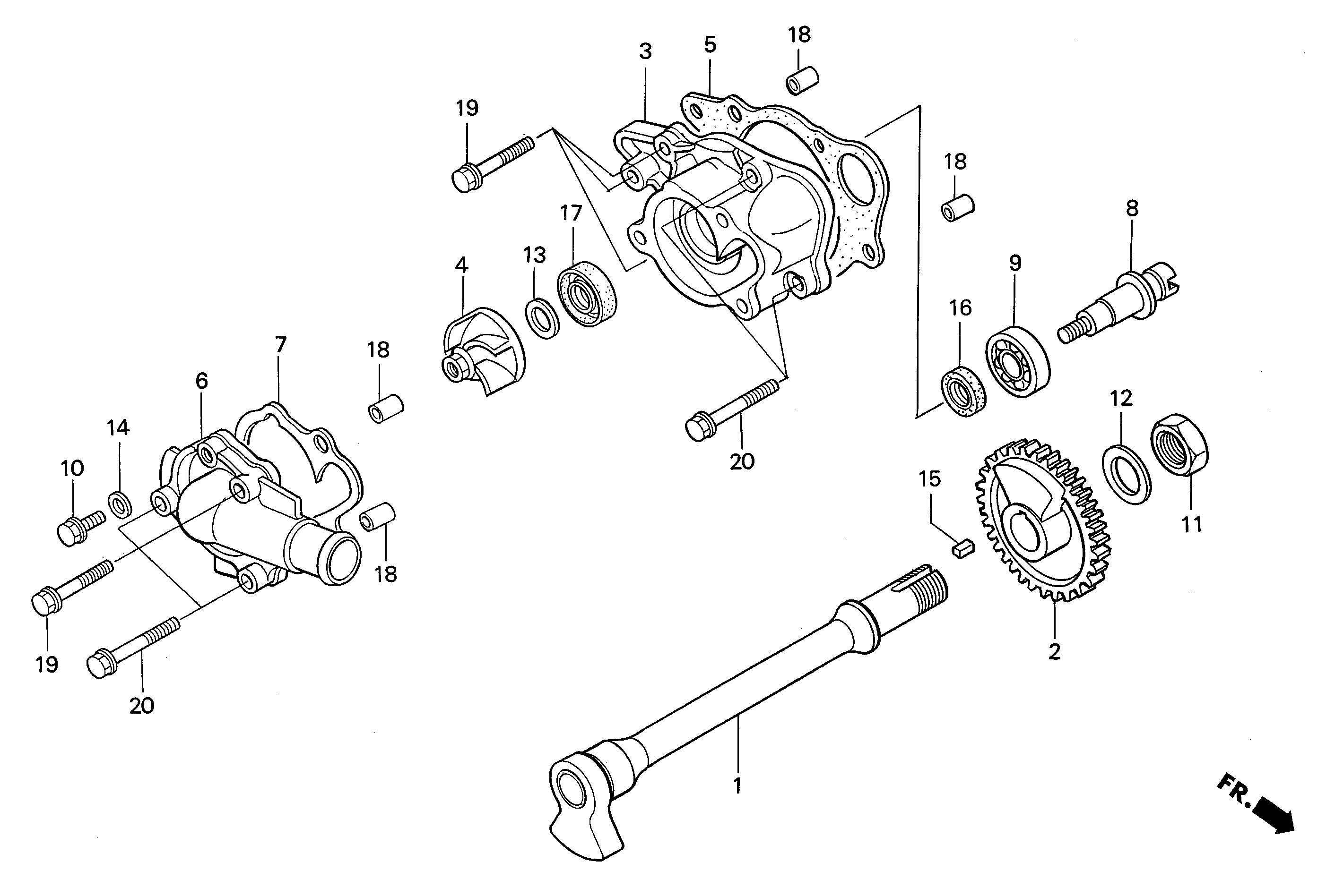 Water Pump / Balancer Shaft parts for a 2002 Honda RS250 Technical Sports One, LLC