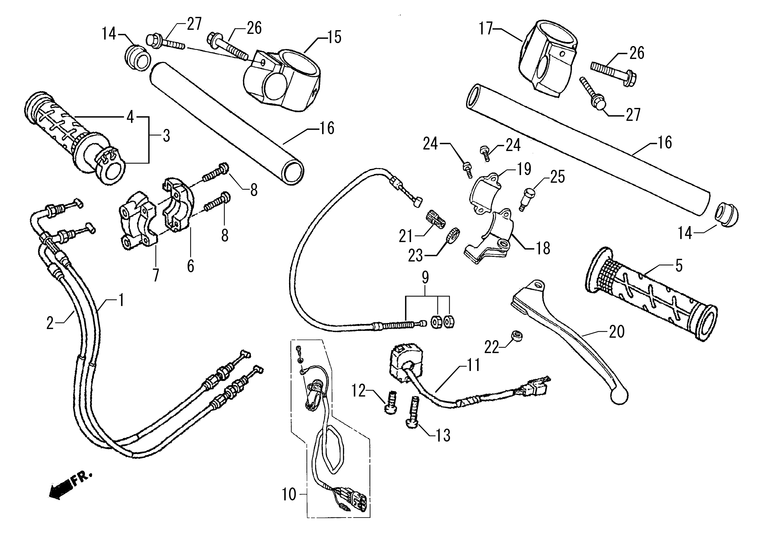 2009 Moriwaki MD250H Cable / Switch / Handlebar / Throttle Parts Manual Parts for Sale