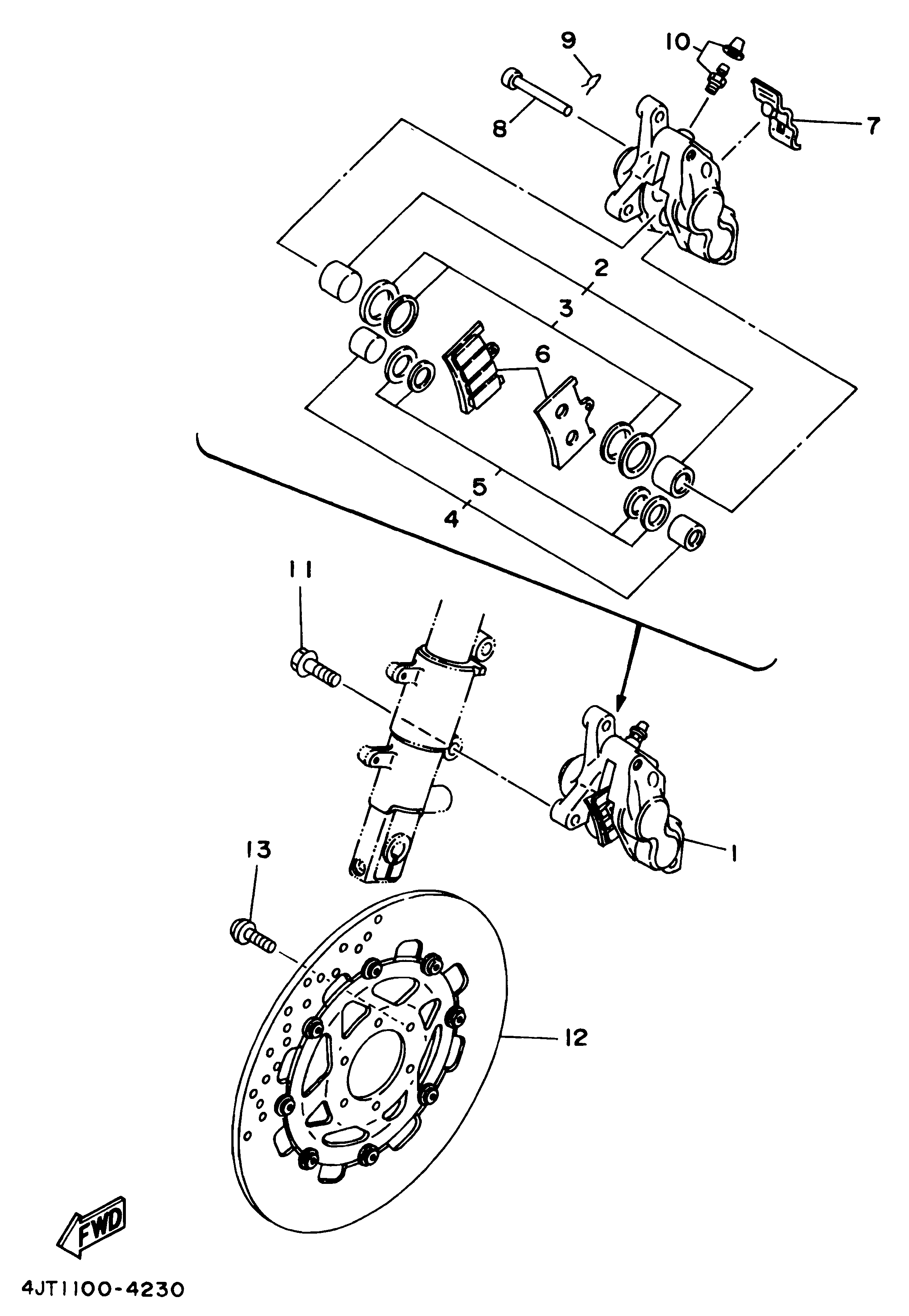 Technical Sports One, LLC 1994 Yamaha TZ125 (4JT1) Front Brake Caliper / Front Brake Disk