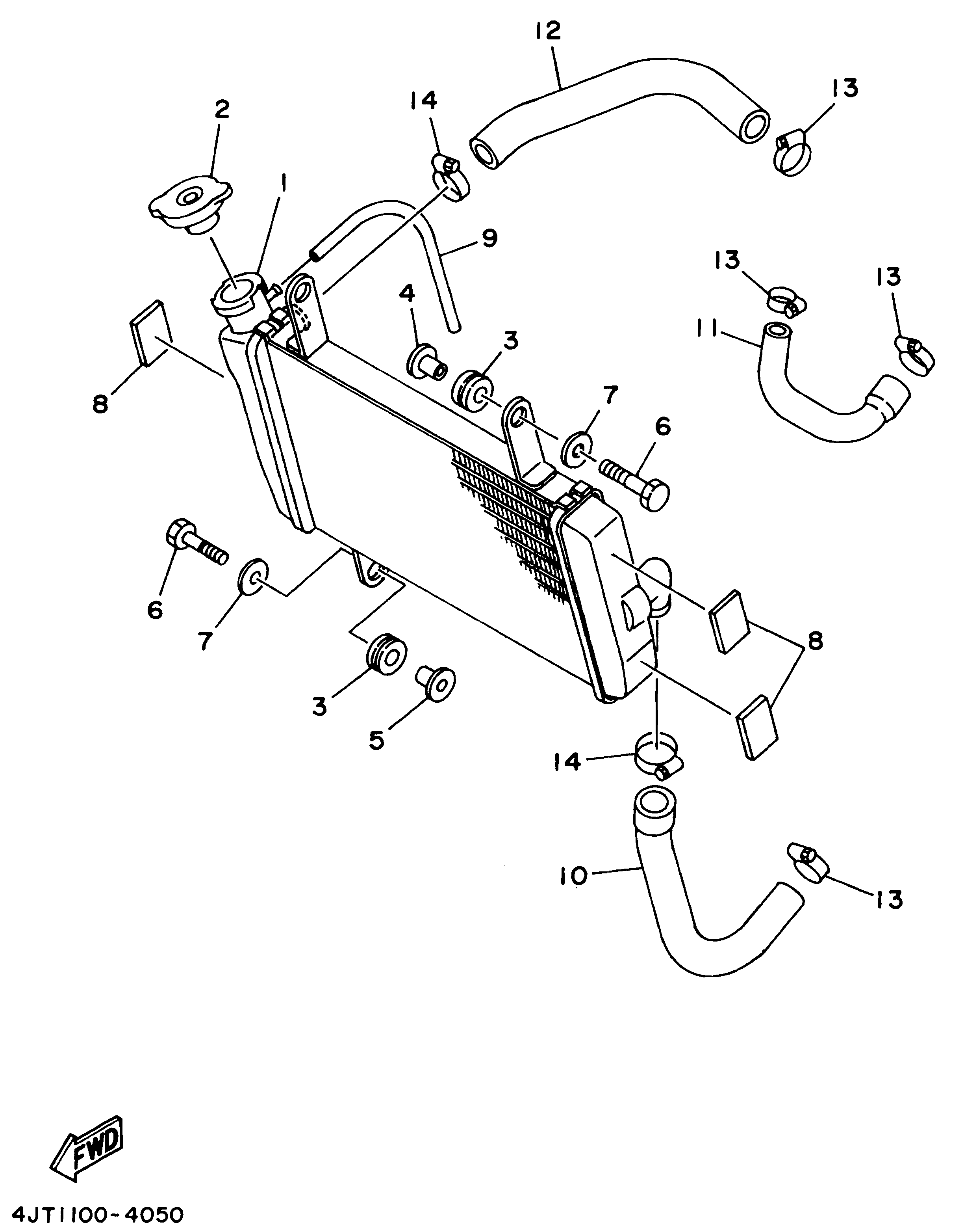 Technical Sports One, LLC 1994 Yamaha TZ125 (4JT1) the Radiator / Radiator Hose