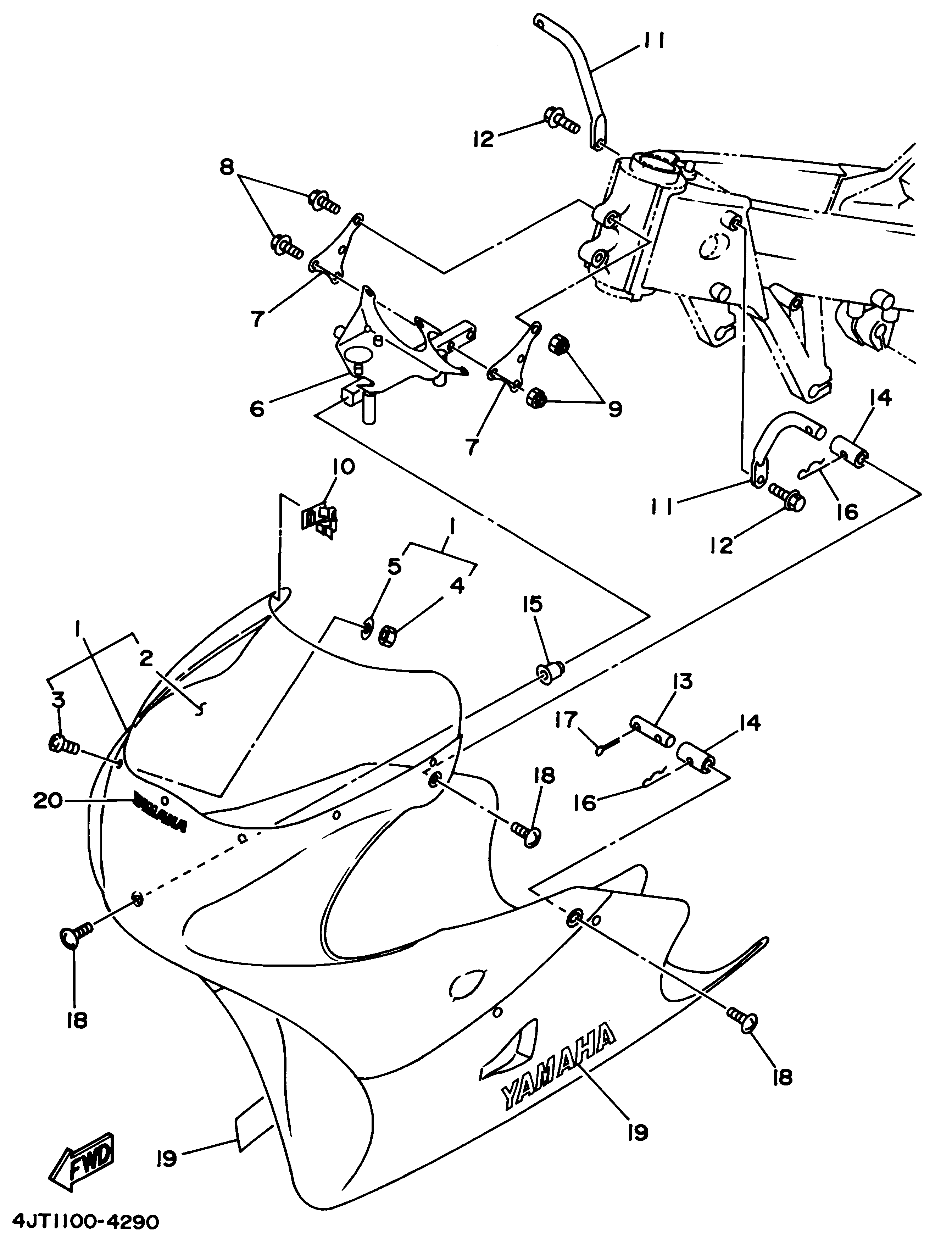 Technical Sports One, LLC 1994 Yamaha TZ125 (4JT1) Cowl / Front Cowl Stay / Meter Mount