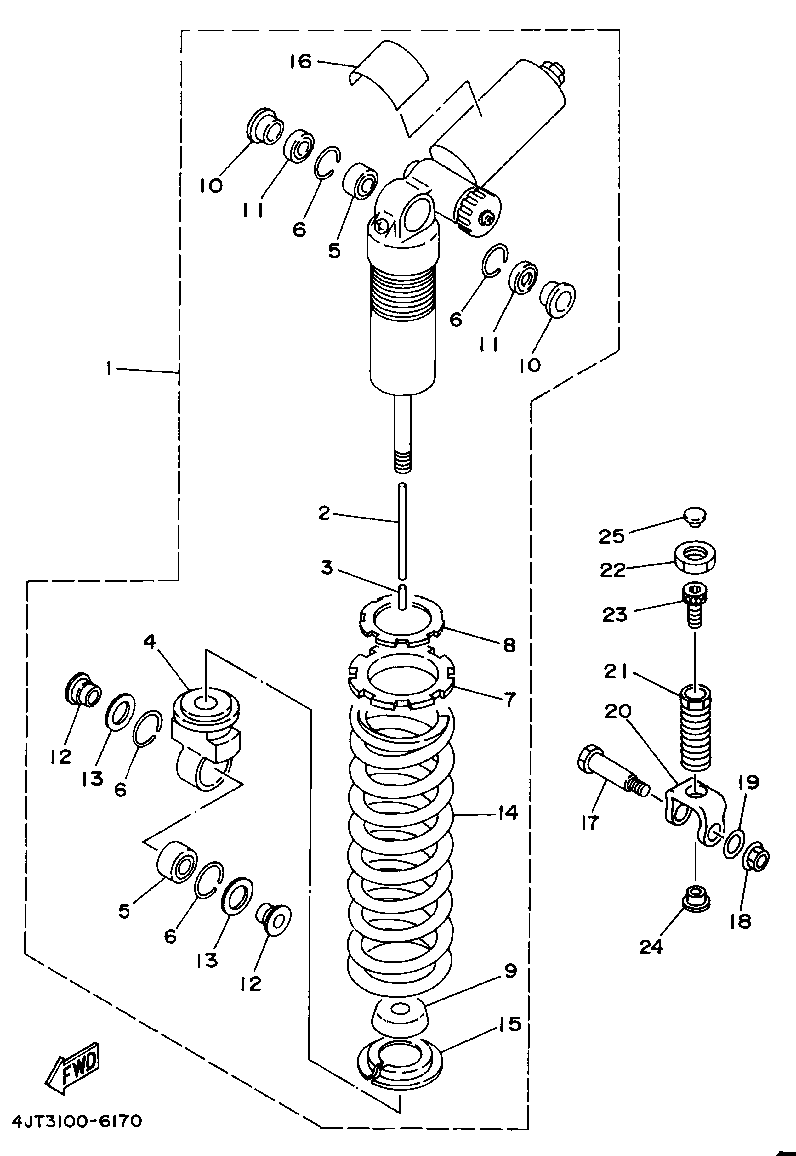 Technical Sports One, LLC 1998 Yamaha TZ125 (4JT5) the Rear Shock Absorber