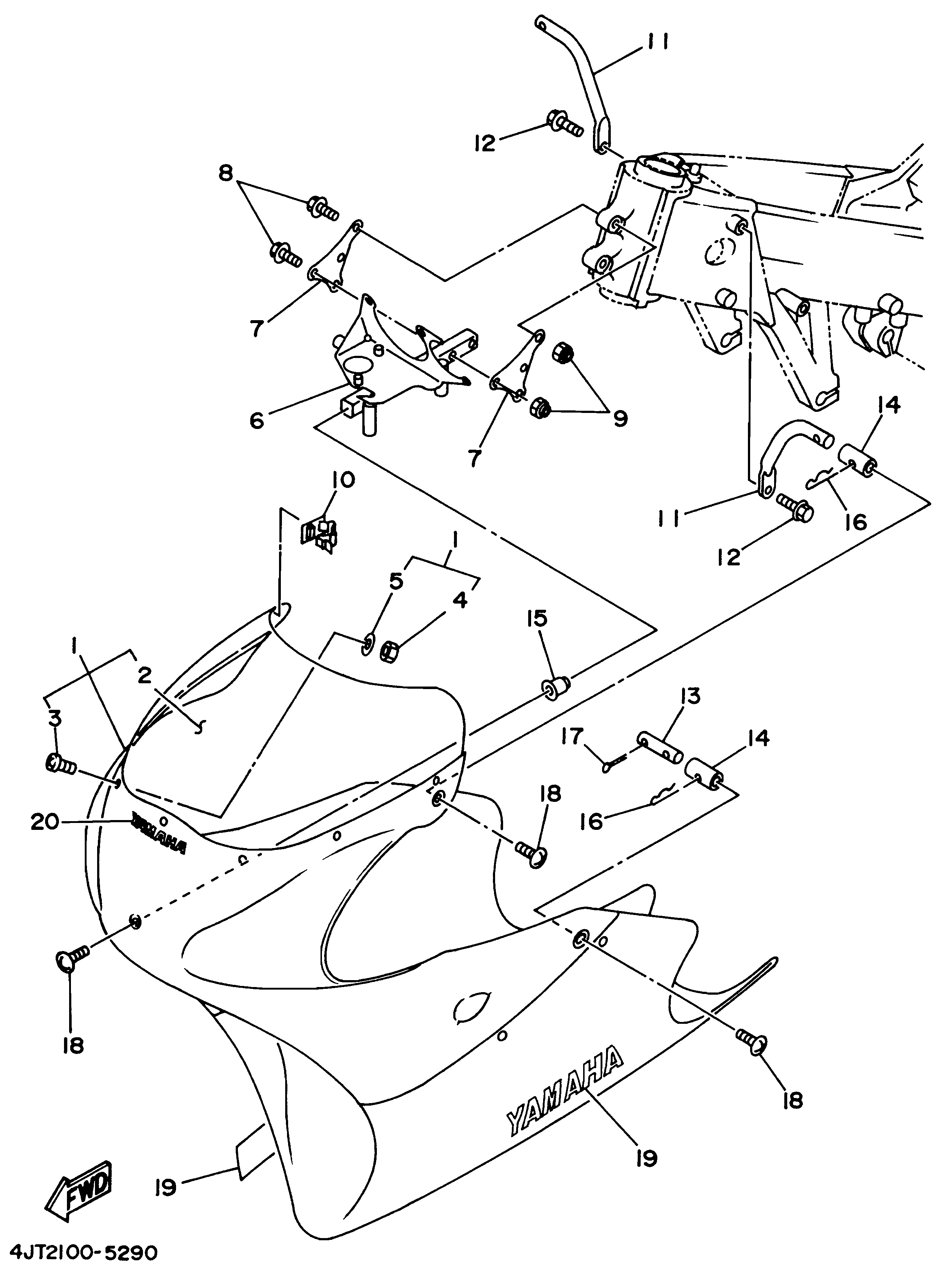 Technical Sports One, LLC 1999 Yamaha TZ125 (4JT6) Cowl / Front Cowl Stay / Meter Mount