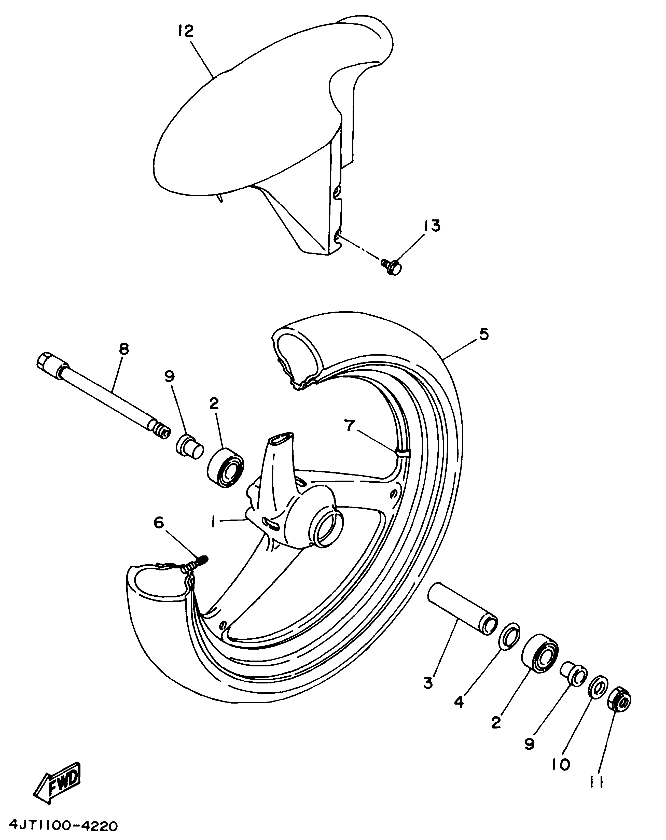 Technical Sports One, LLC 2000 Yamaha TZ125 (4JT7) Image for the Front Wheel / Front Fender