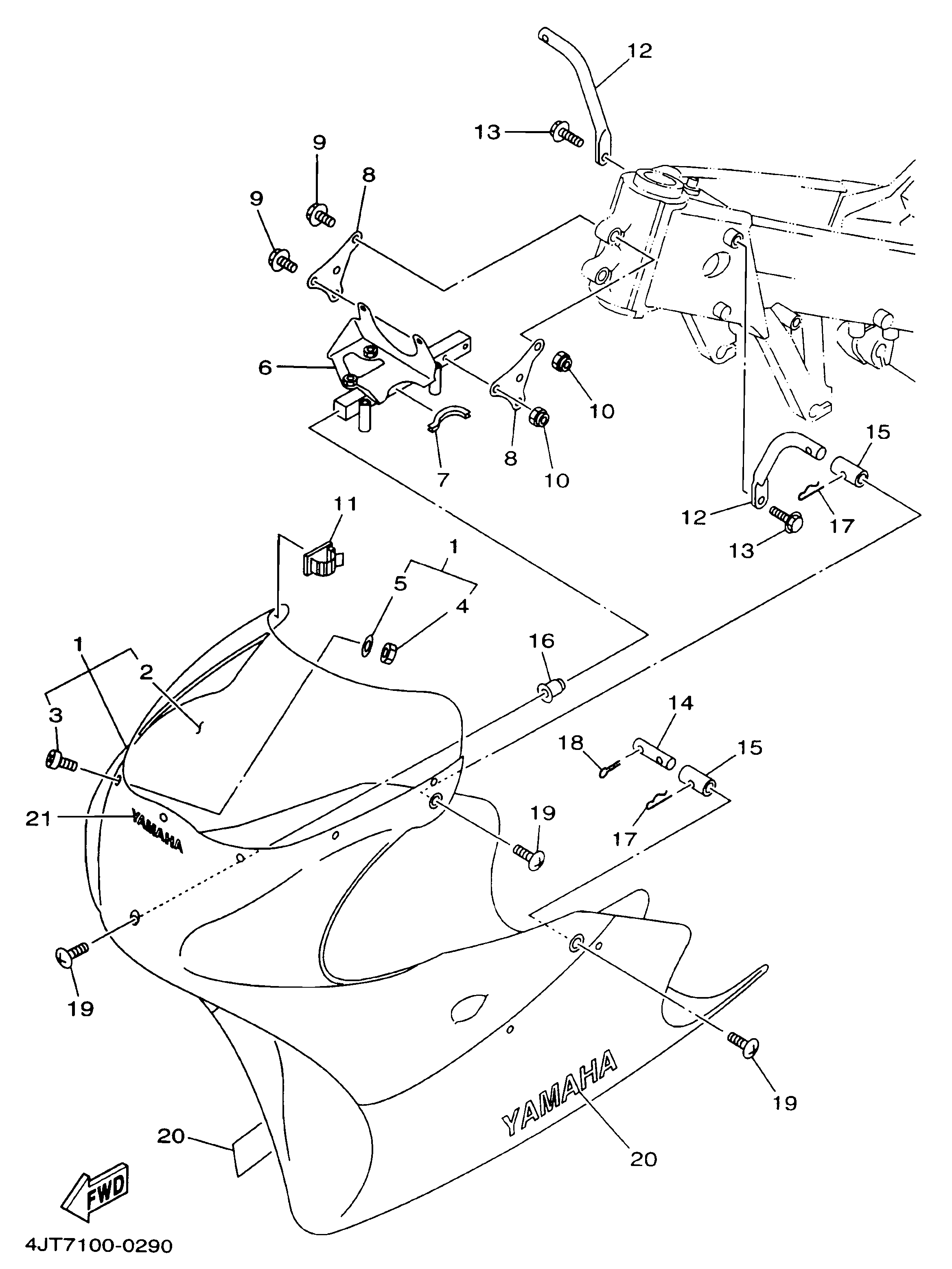 Technical Sports One, LLC 2000 Yamaha TZ125 (4JT7) Cowl / Front Cowl Stay / Meter Mount
