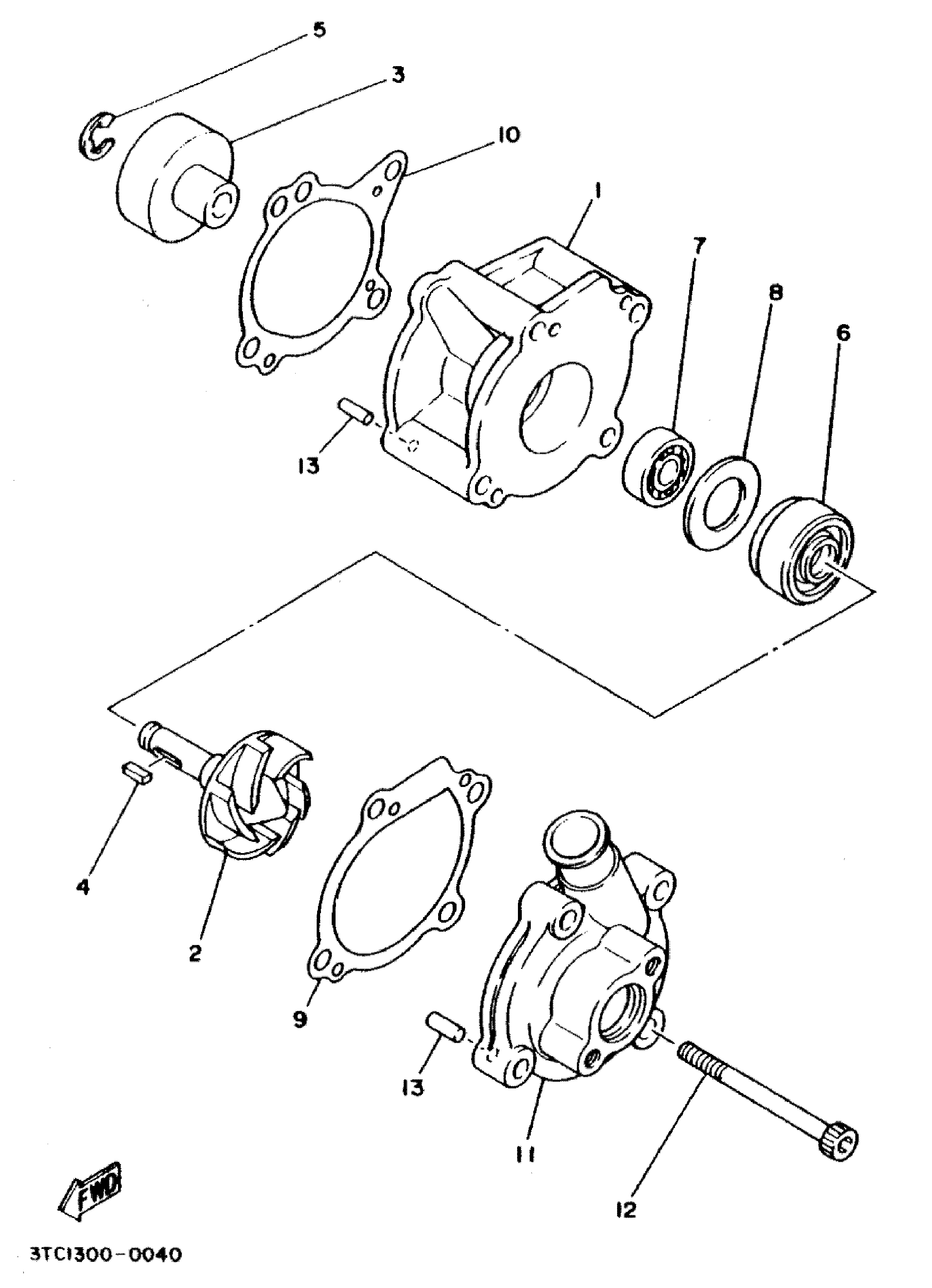Technical Sports One, LLC 1990 Yamaha TZ250 (3TC1) Water Pump, Water Pump Shaft, Water Pump Cover