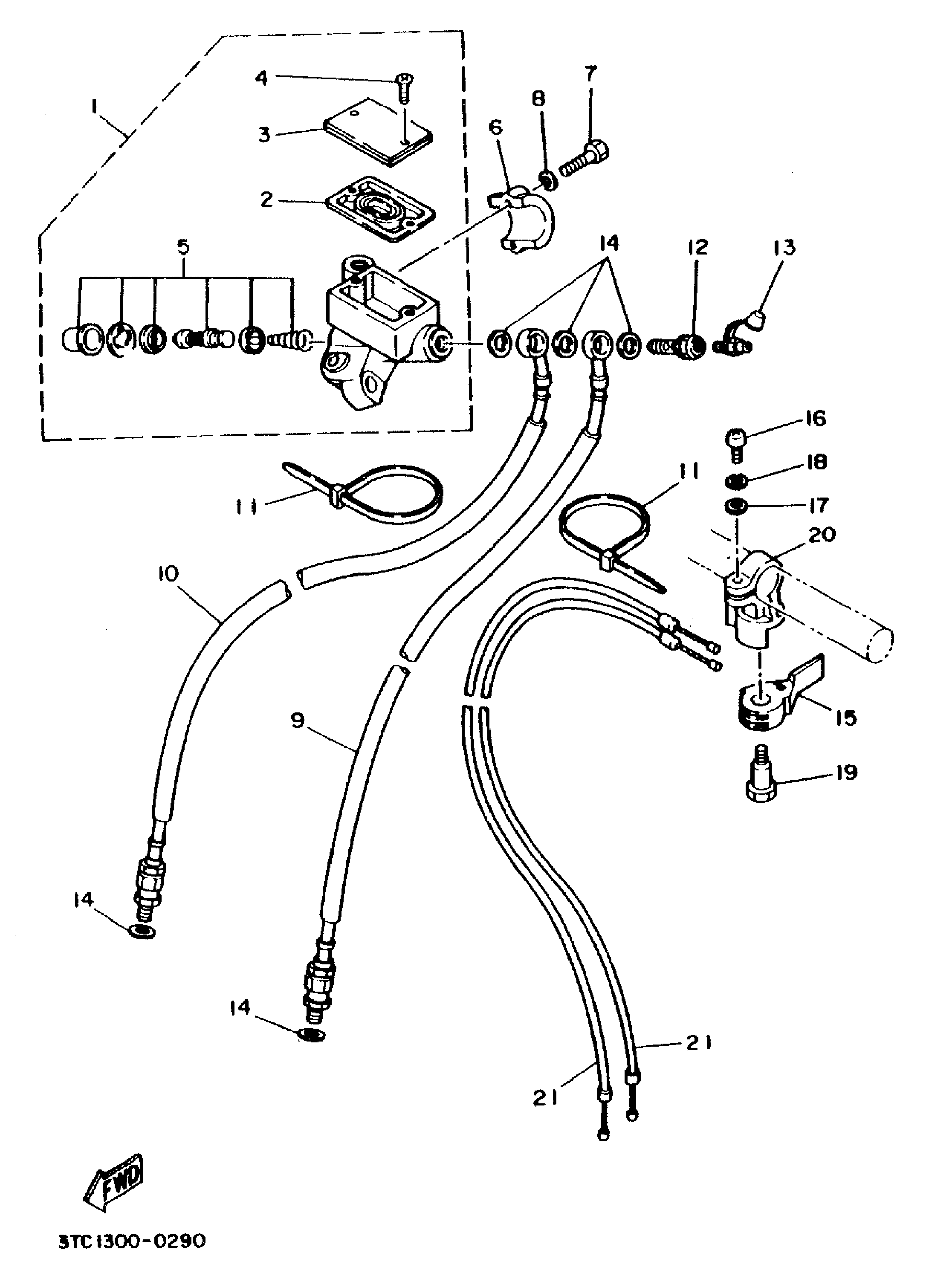 Technical Sports One, LLC 1990 Yamaha TZ250 (3TC1) Image for Front Brake Master Cylinder