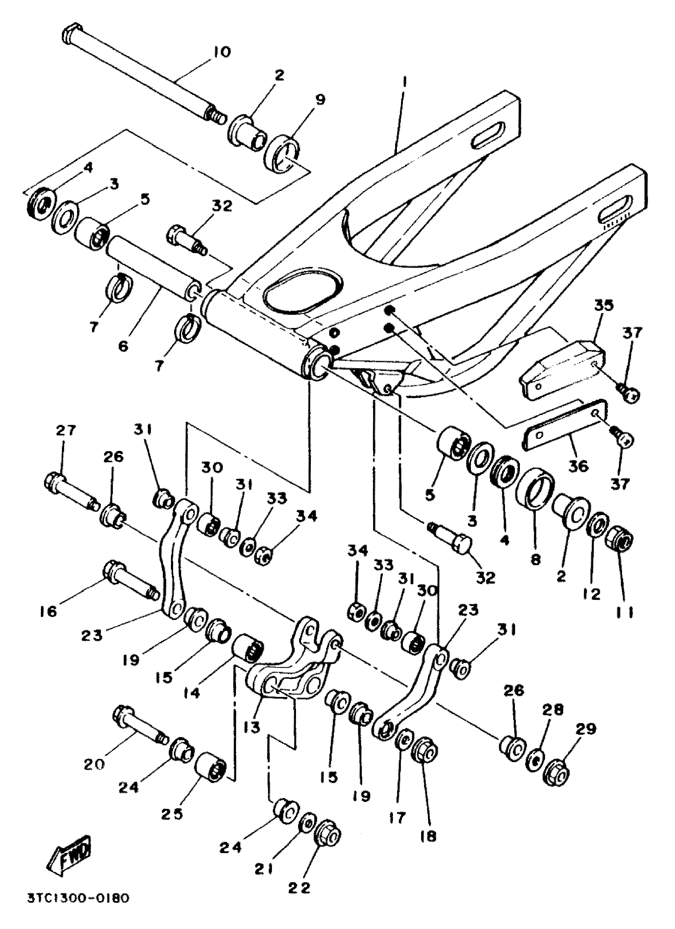 Technical Sports One, LLC 1990 Yamaha TZ250 (3TC1) the Rear Swingarm / Rear Shock Linkage