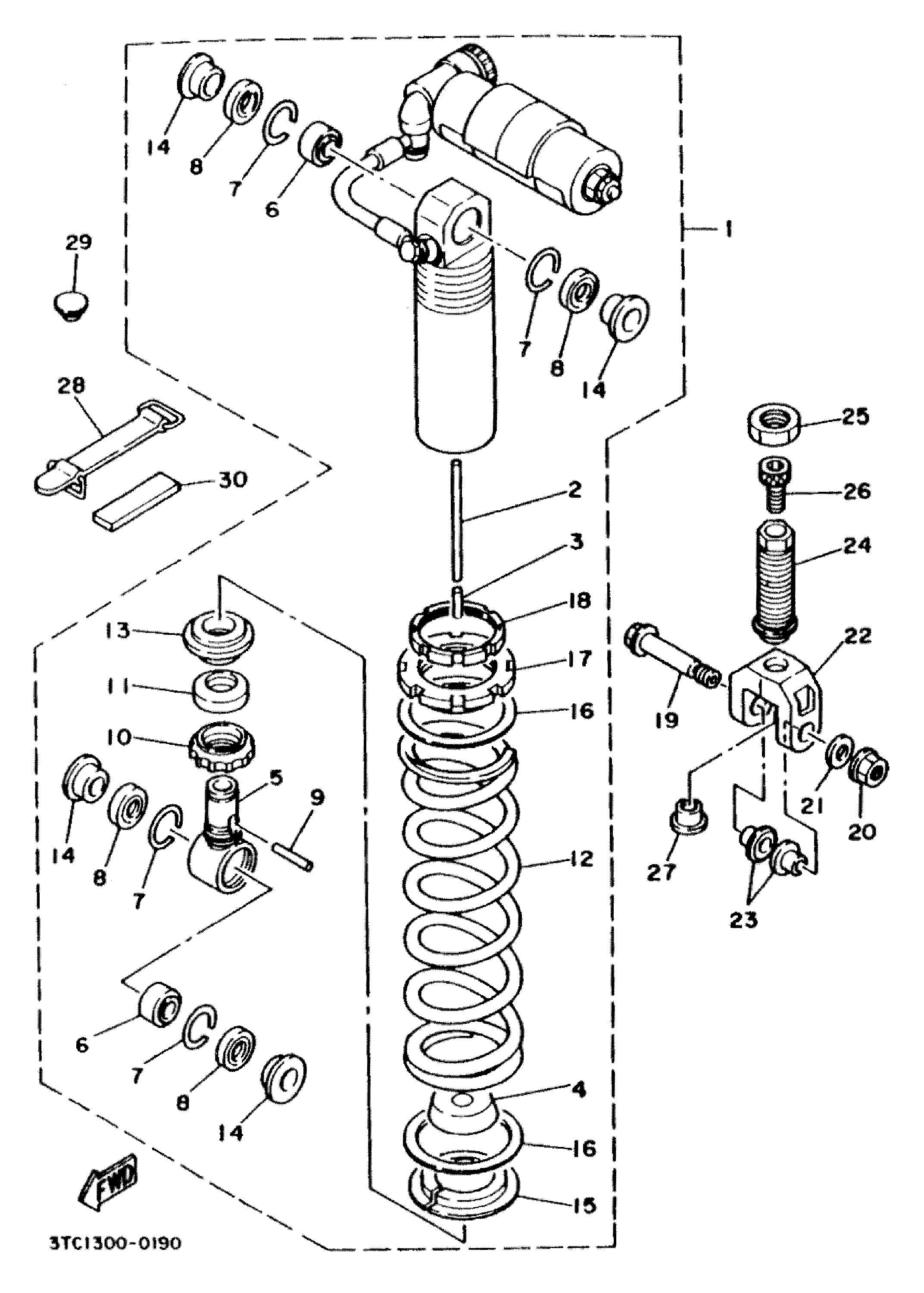 Technical Sports One, LLC 1990 Yamaha TZ250 (3TC1) the Rear Shock Absorber