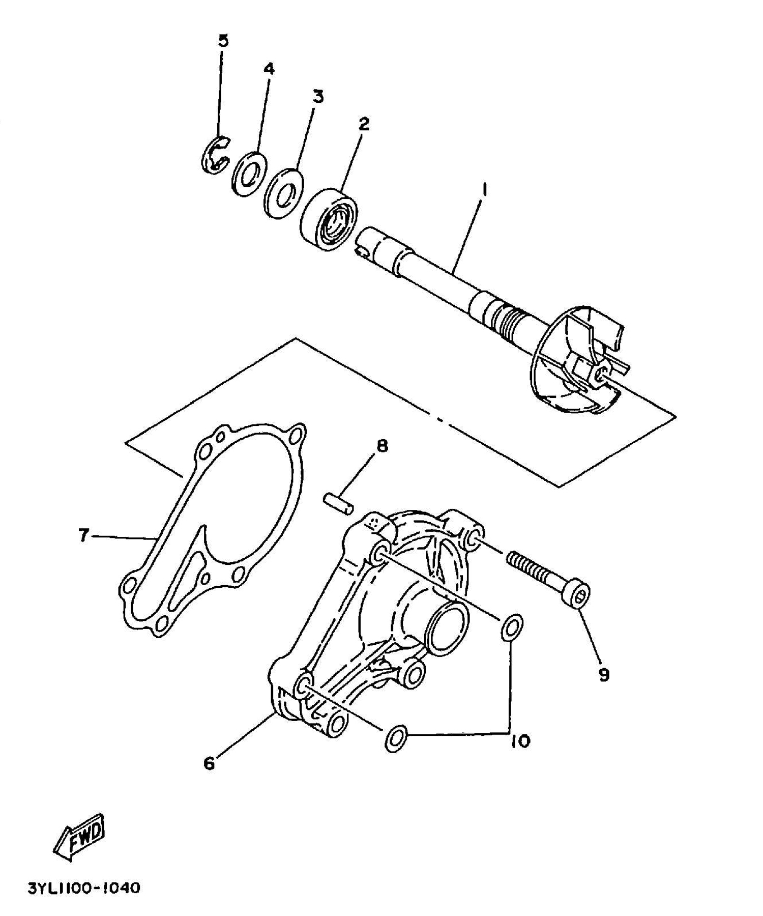 Technical Sports One, LLC 1991 Yamaha TZ250 (3YL1) Water Pump, Water Pump Shaft, Water Pump Cover