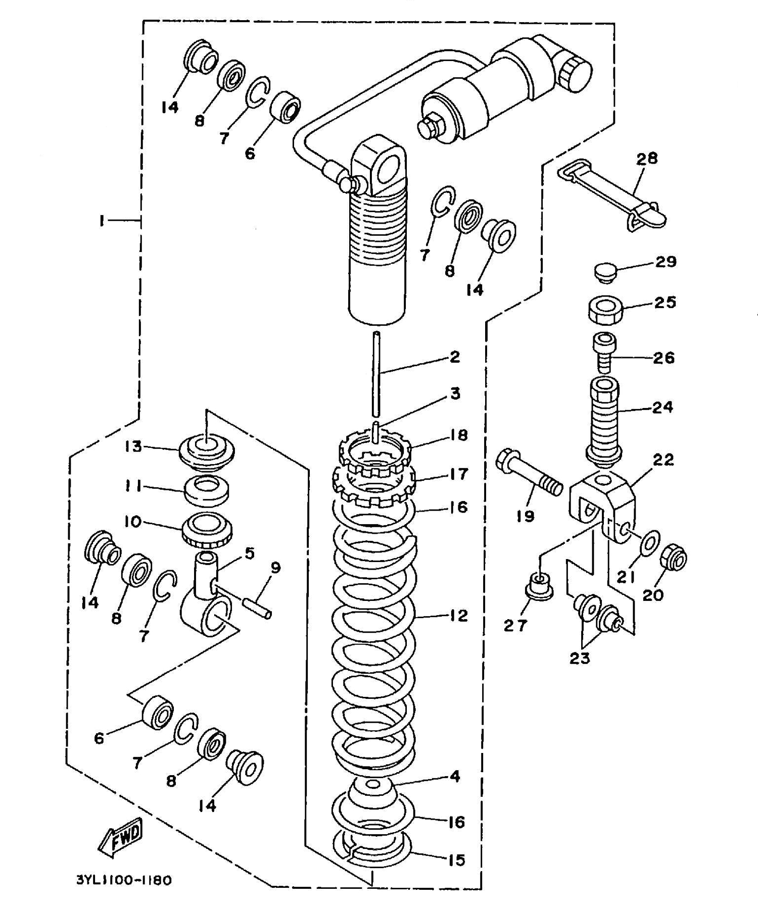 Technical Sports One, LLC 1991 Yamaha TZ250 (3YL1) the Rear Shock Absorber