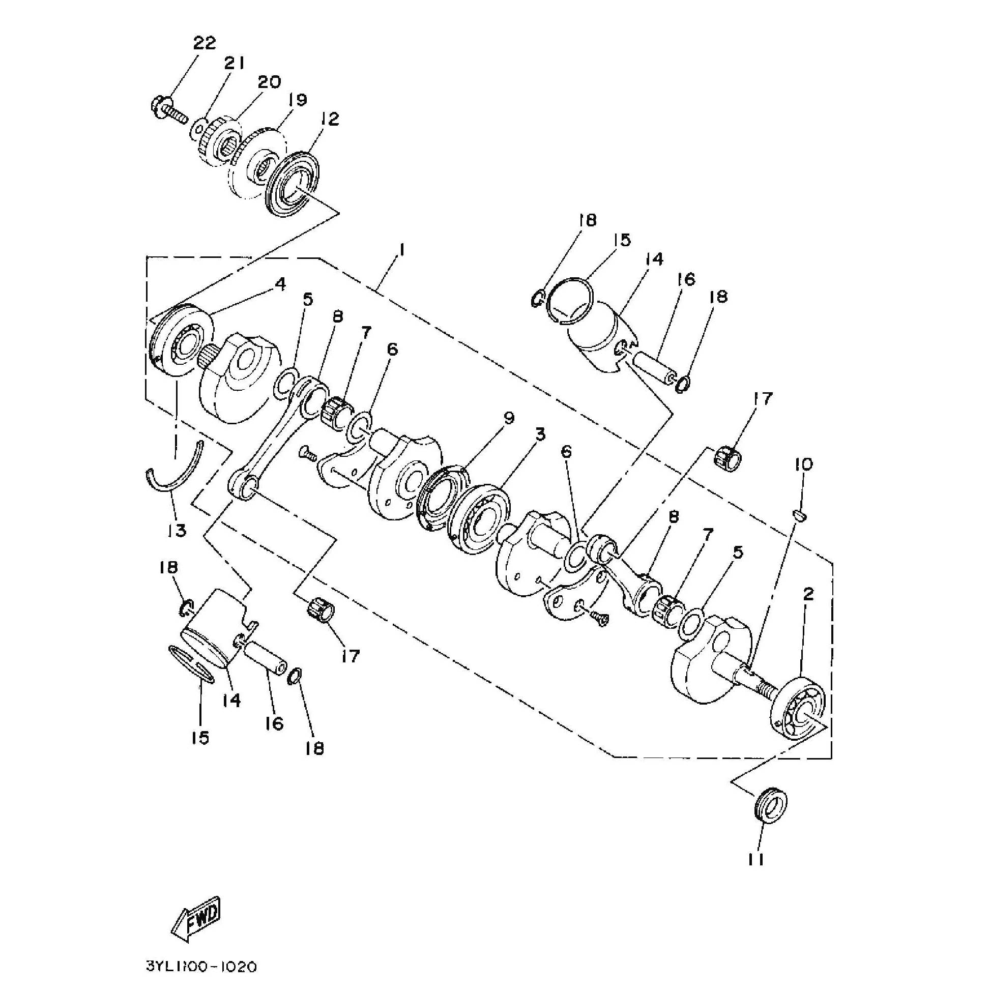 Technical Sports One, LLC 1992 Yamaha TZ250 (4DP1) Crankshaft, Piston, Piston Ring, Piston Pin, and Primary Drive Gear