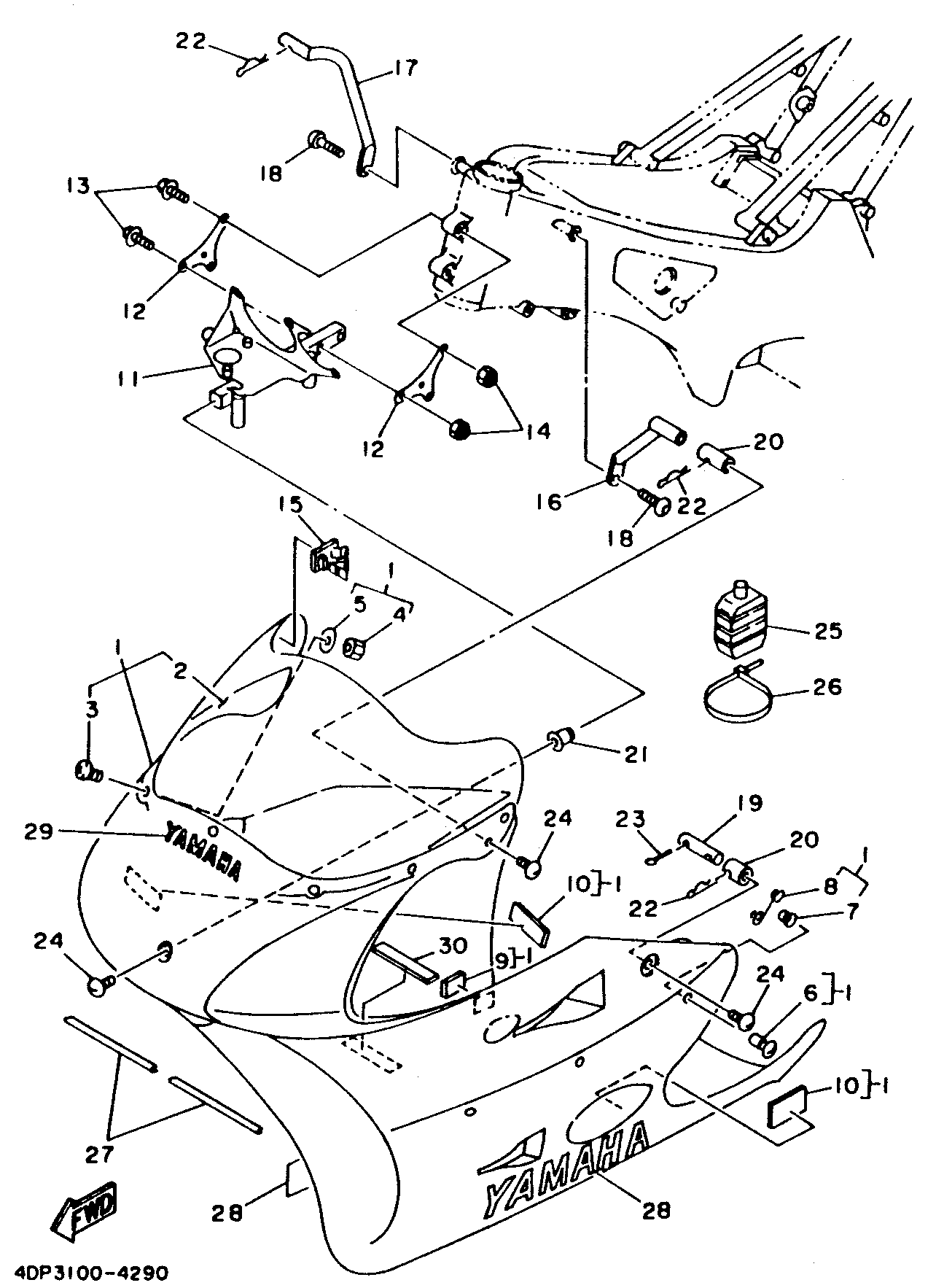 Technical Sports One, LLC 1994 Yamaha TZ250 (4DP3) Cowl / Front Cowl Stay / Meter Mount