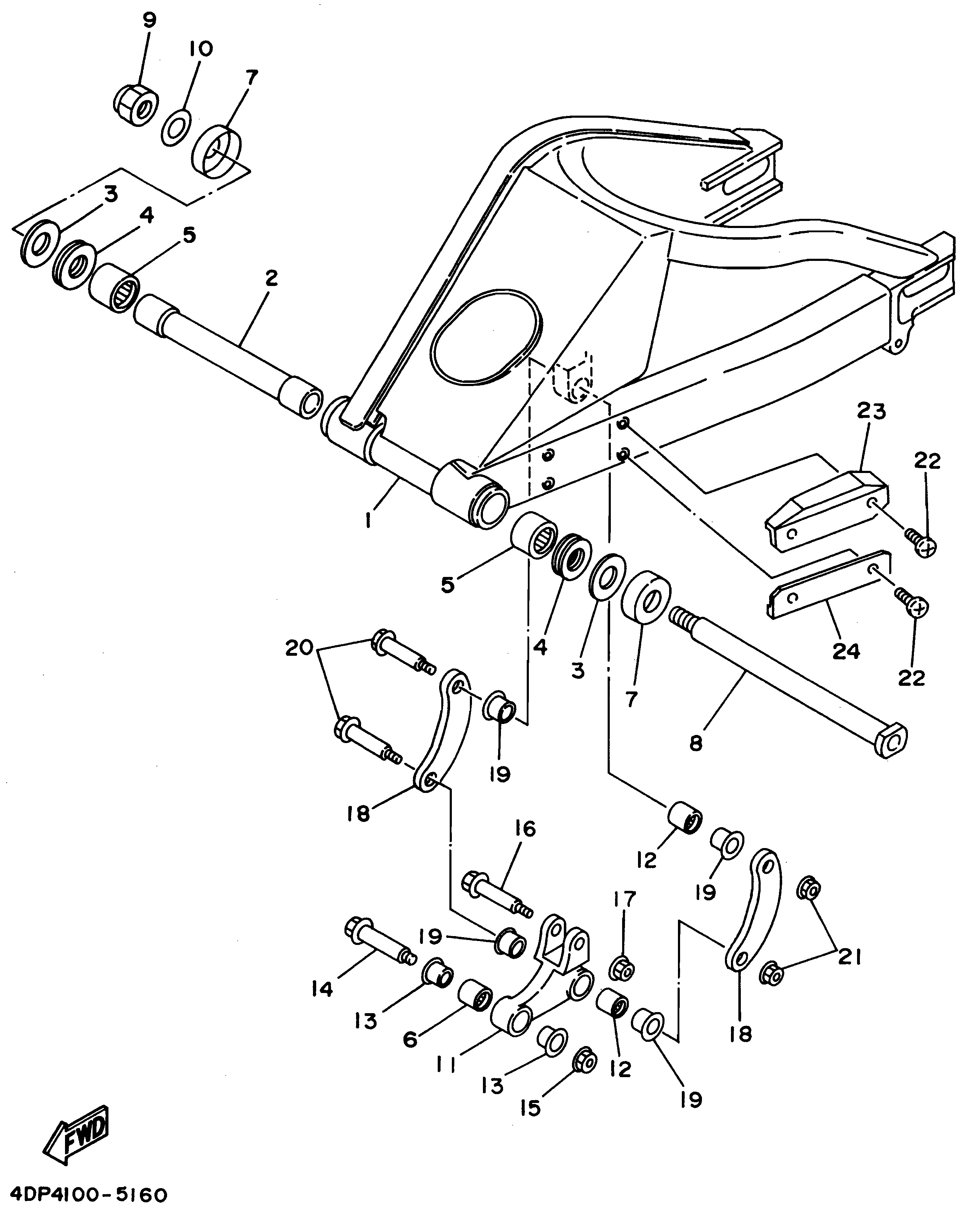 Technical Sports One, LLC 1995 Yamaha TZ250 (4DP4) the Rear Swingarm / Rear Shock Linkage