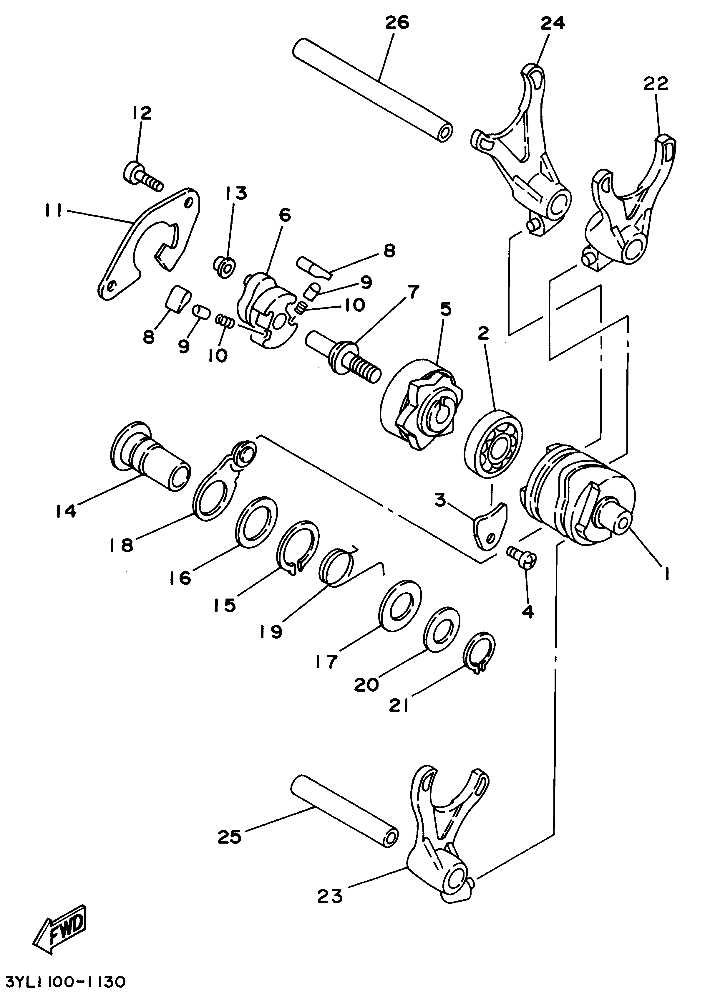 Technical Sports One, LLC 1996 Yamaha TZ250 (4TW1) Shift Fork / Shift Drum